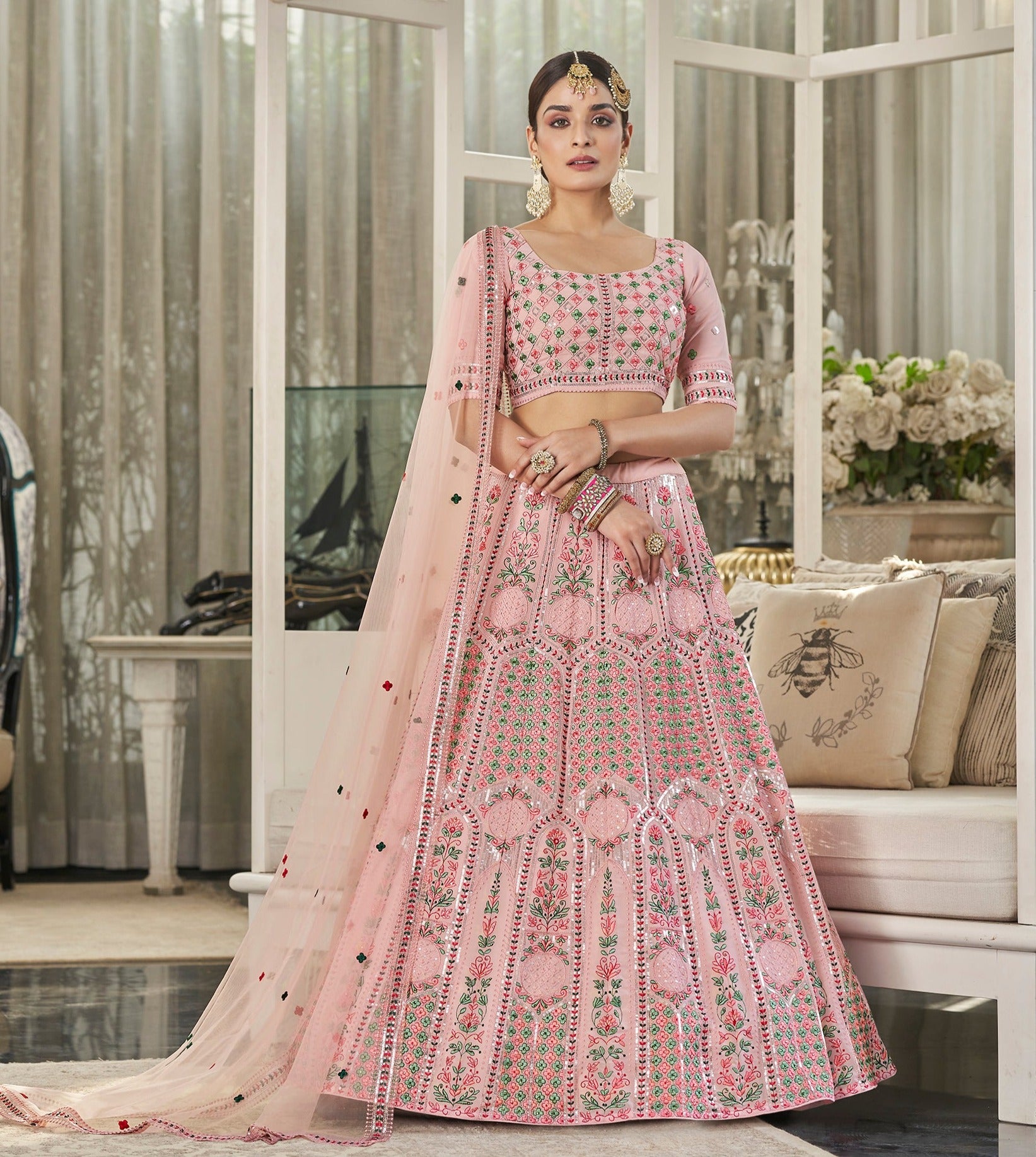 Royal Blue Banarsi Lehenga with Nude Pink Dupattta - Indian Bridal &  Wedding Outfit – CUSTUMISE DREAM | Designer Bridal Lehengas & Wedding  Outfits