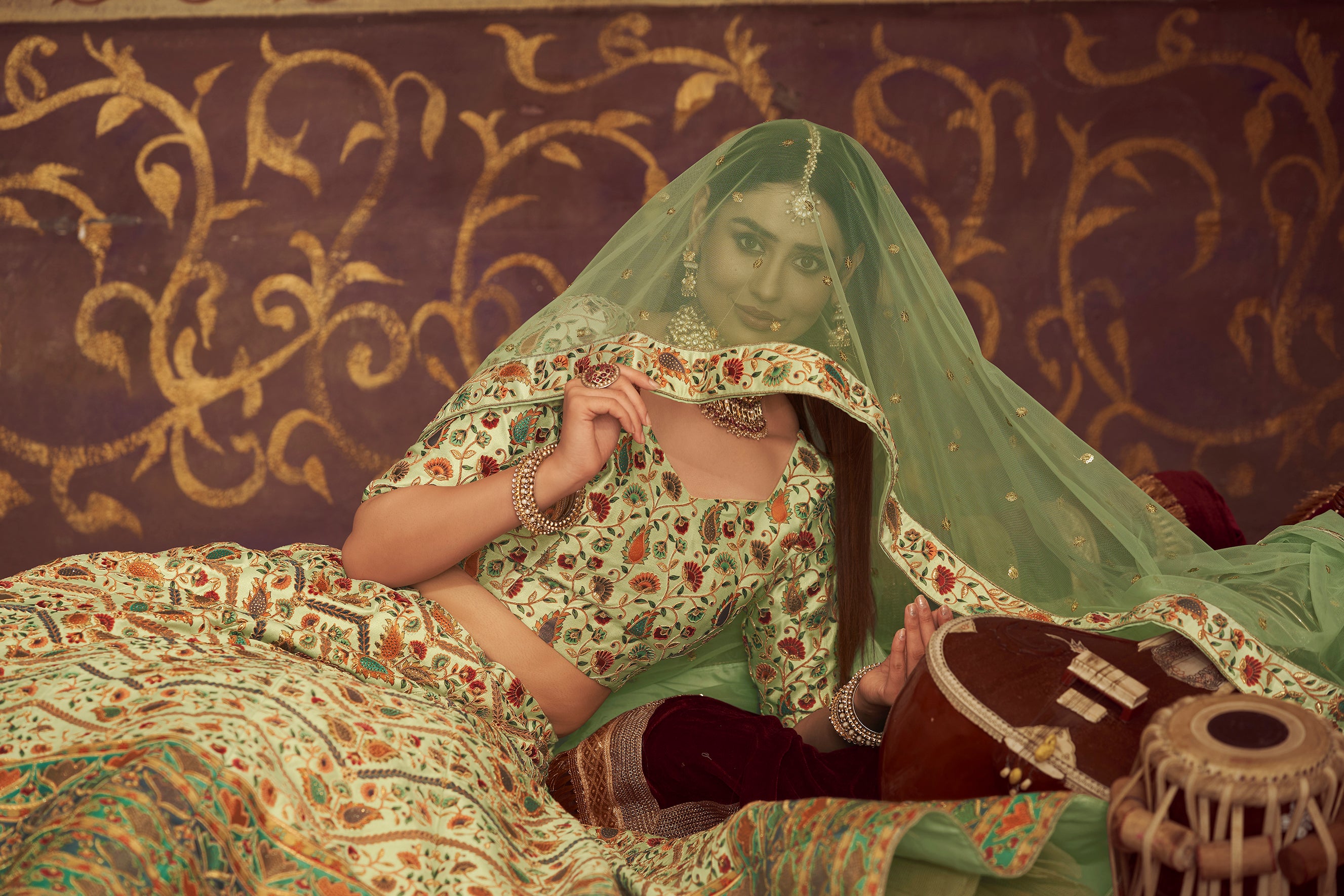 Green-Red Color wedding Collection lehenga Choli :: MY SHOPPY LADIES WEAR