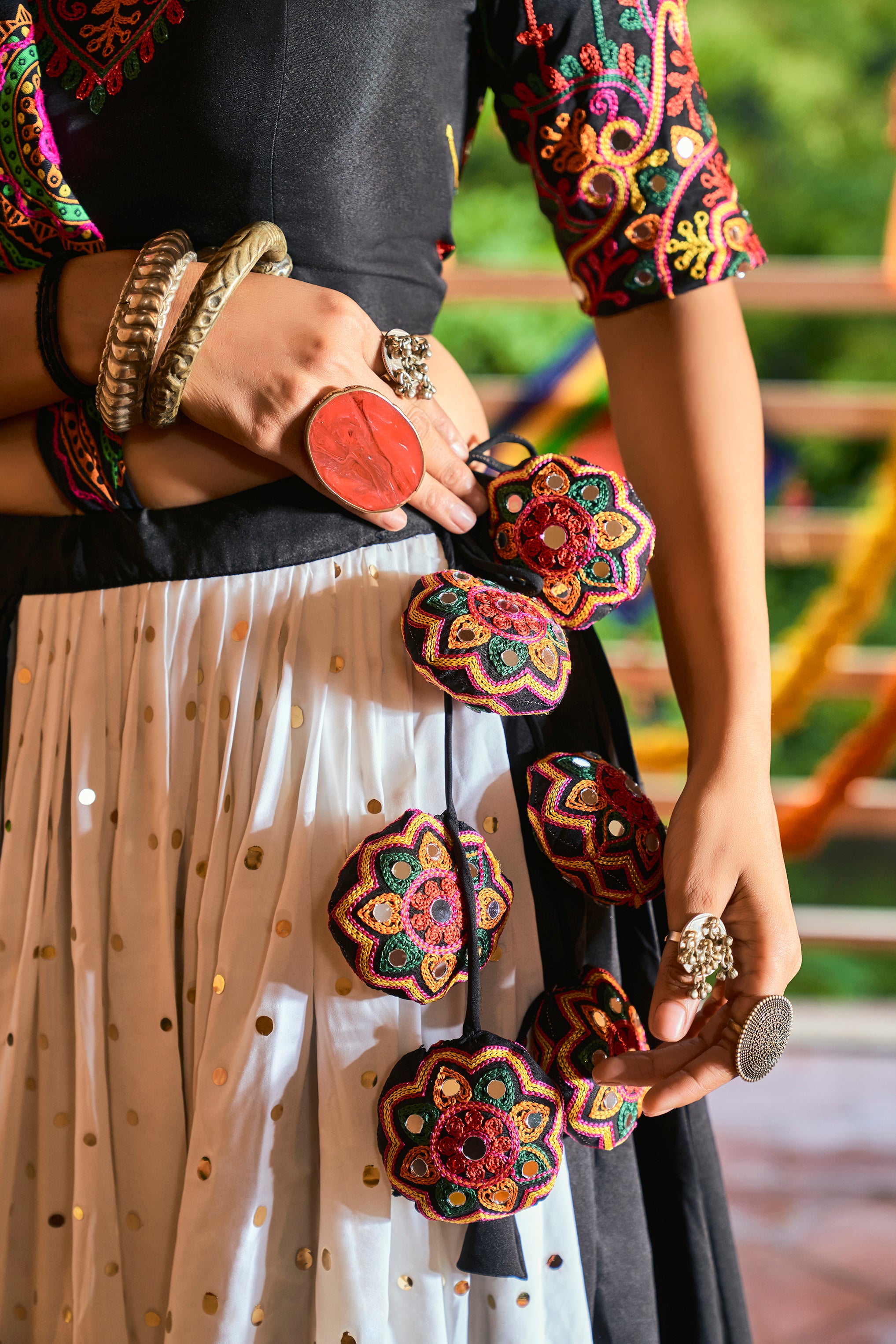 Buy Online Orange Garba Lehenga Choli With Black Dupatta | Navaratri Garba  Dresses
