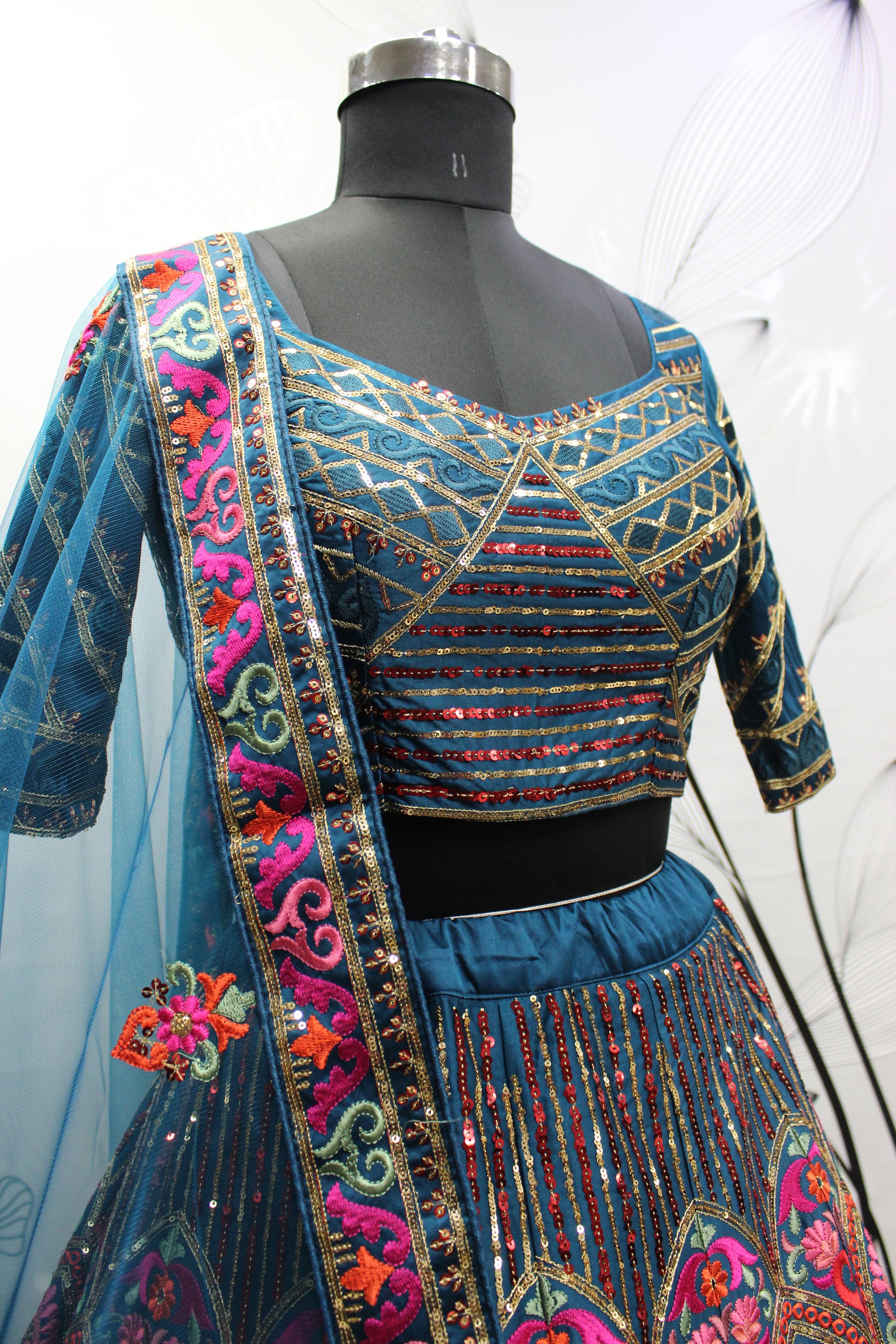 Latest Designer Teal Blue Color Lehenga Choli For Party Look – Joshindia