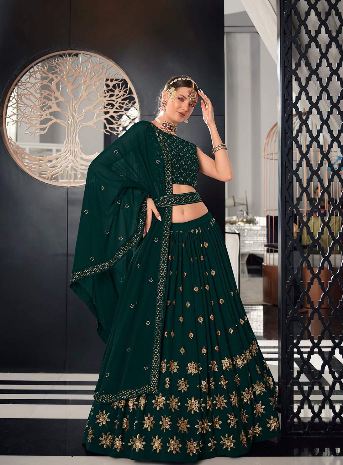 Green Lehenga Set. – Shyam Narayan Prasad