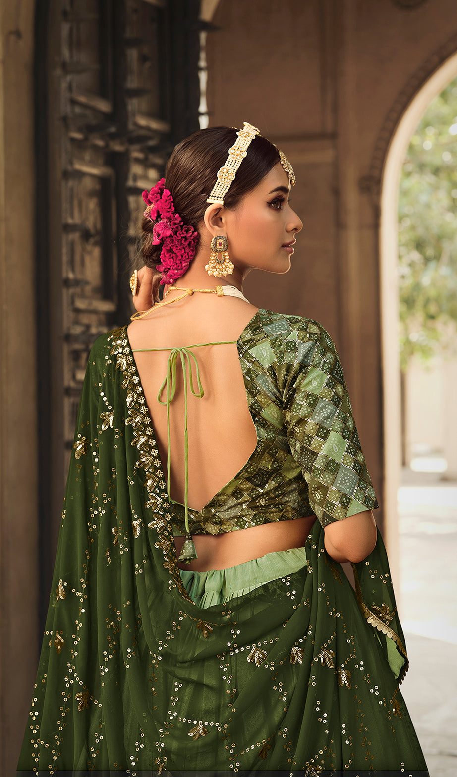 Beautiful Olive Green Color Lehenga Choli For Wedding - Joshindia