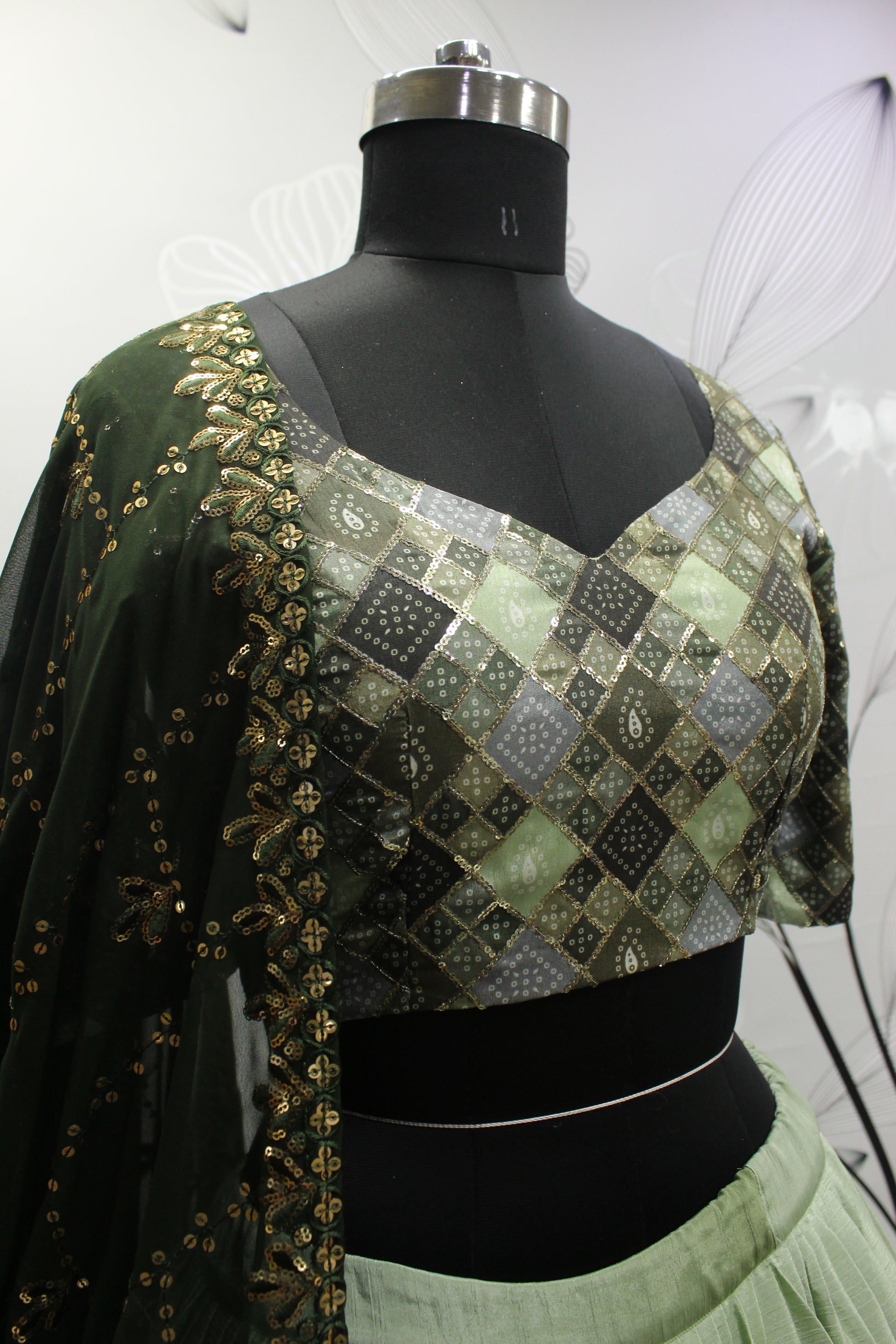 Beautiful Olive Green Color Lehenga Choli For Wedding - Joshindia