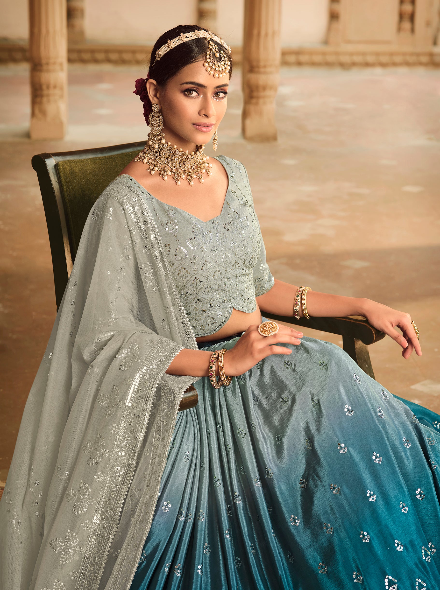 Buy Grey Embroidered Wedding Wear Lehenga Choli Online - LEHV2401 | Appelle  Fashion