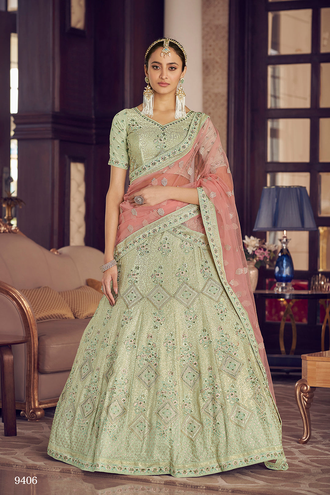 Trendy  Pista Green Designer Lehenga Choli Buy Now - Joshindia