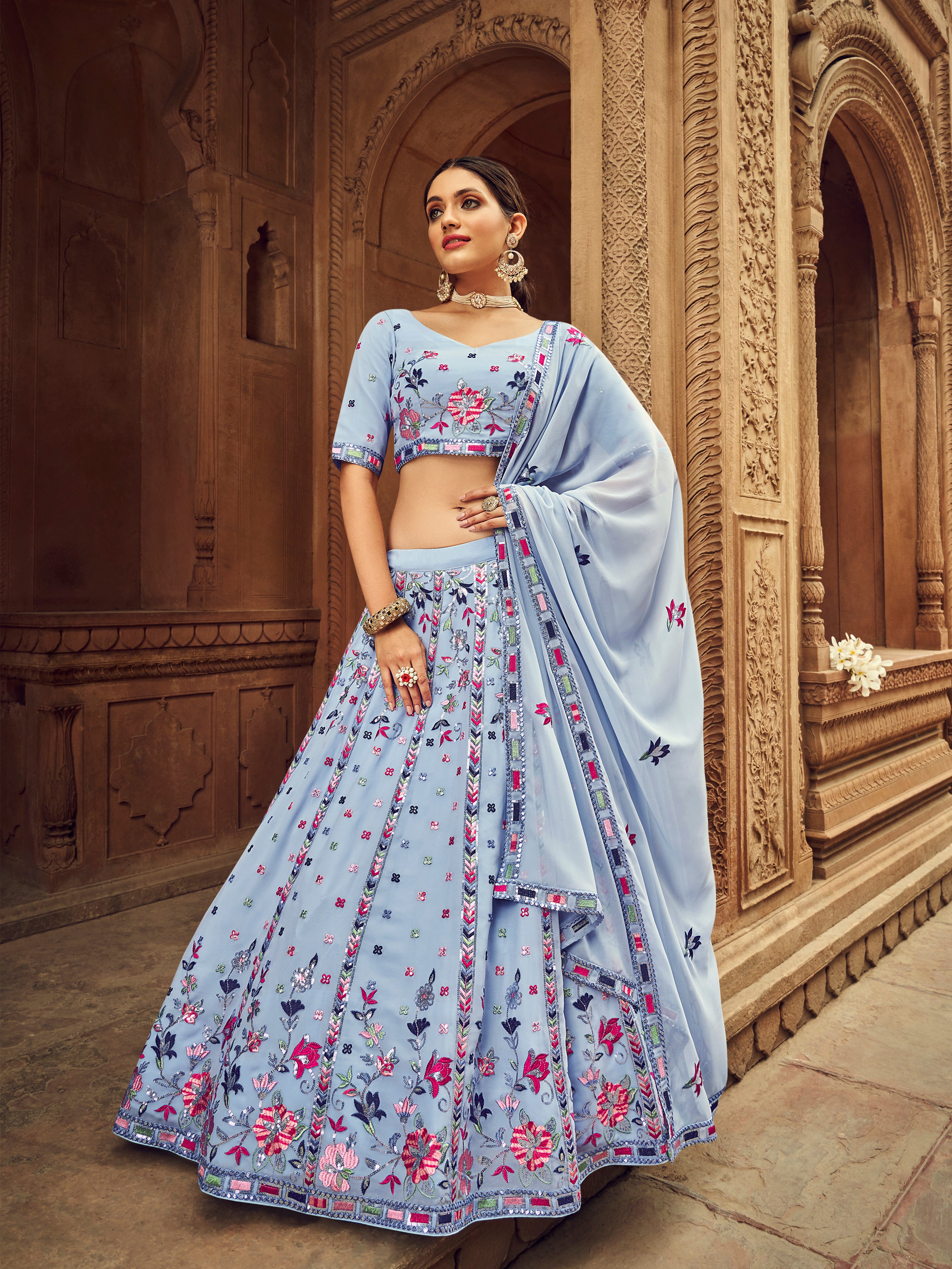 Photo of Light pink and green lehenga for morning bride