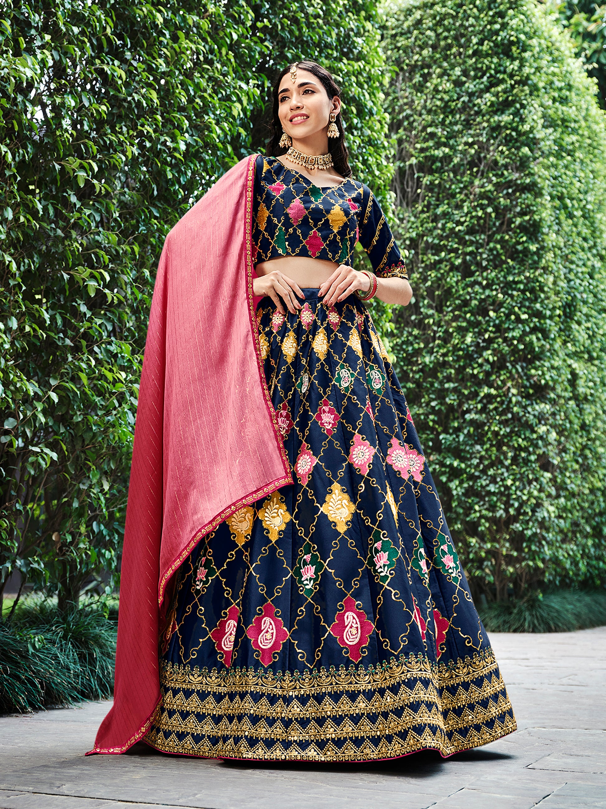 Glazy Navy Color Designer Lehenga Choli Buy Now - Joshindia