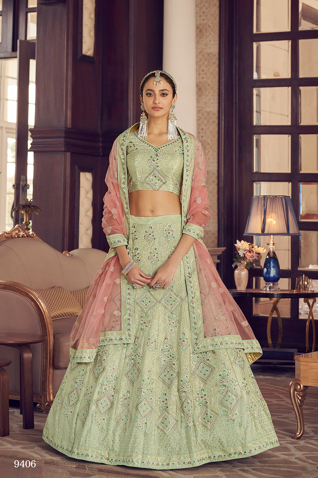 Trendy  Pista Green Designer Lehenga Choli Buy Now - Joshindia