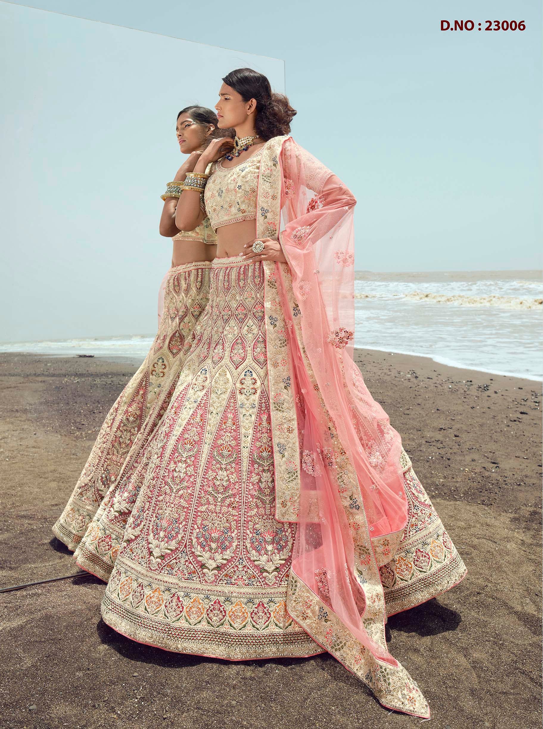 Buy Peach Engagement Open Sleeve - Cold Shoulder Lehenga Choli Online for  Women in USA