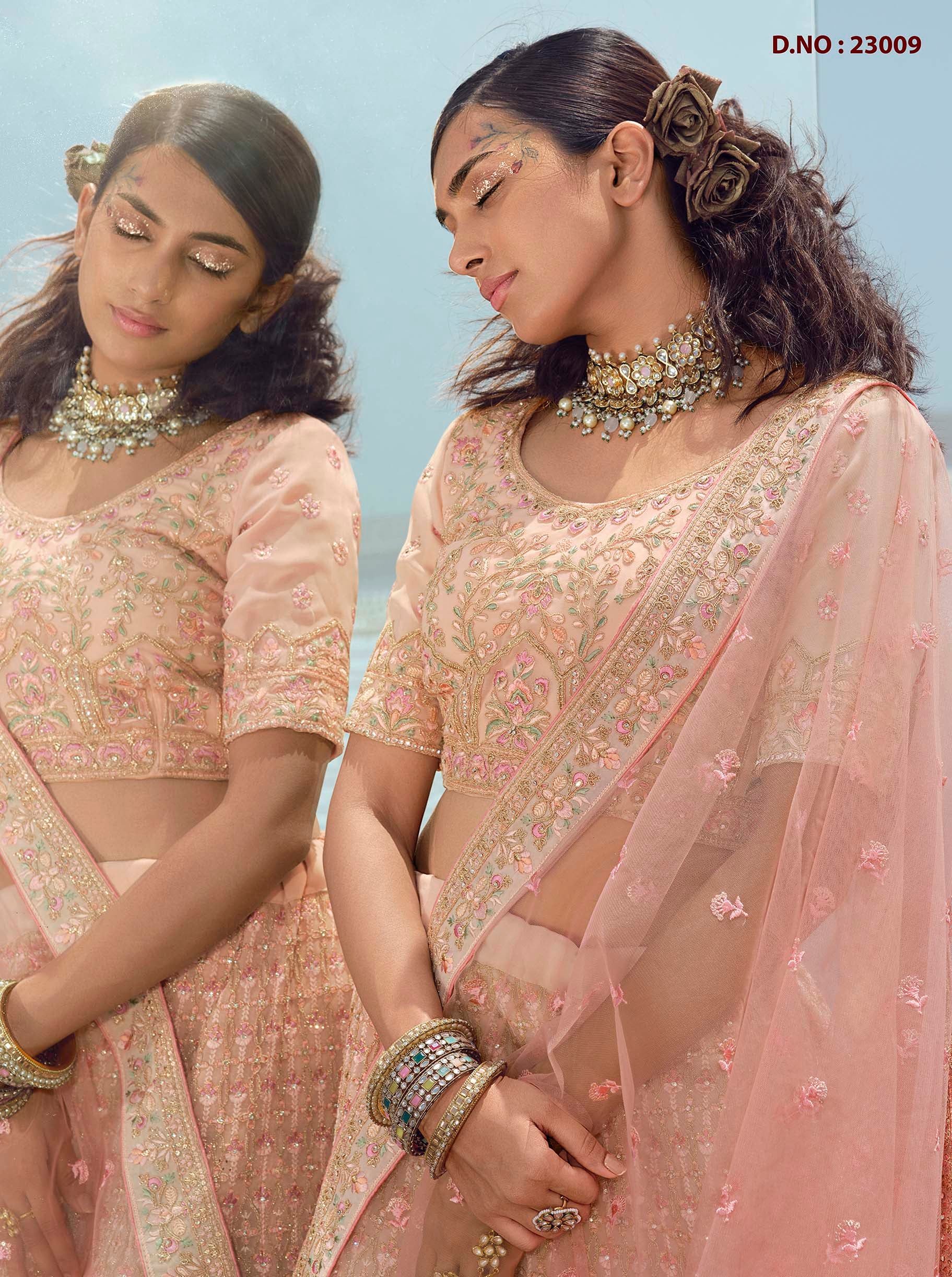 Matching Jewellery For Peach Lehenga | chapalapmc.com