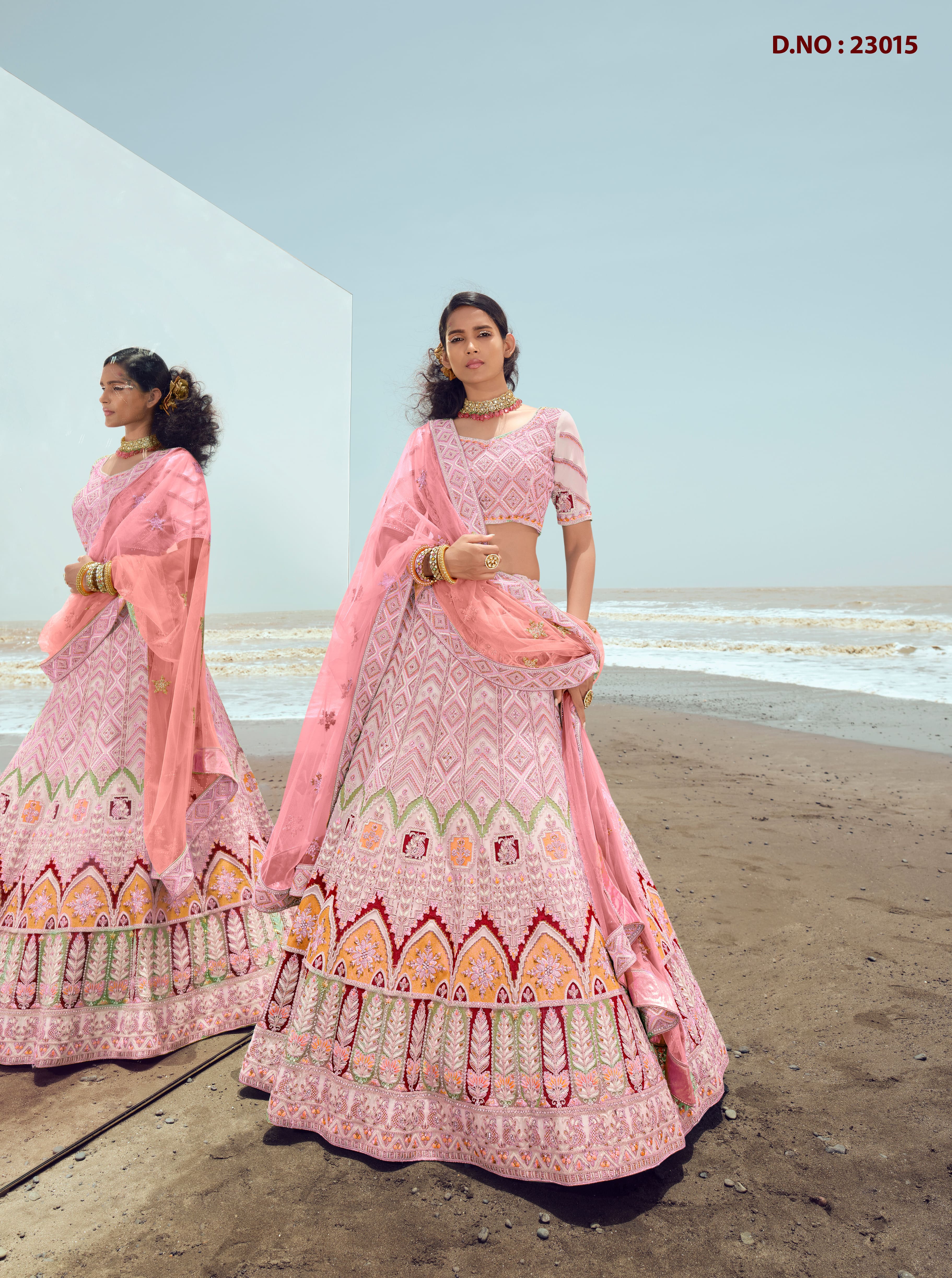 Rani Pink Lehenga With Foil Printed Buttis And Chandelier Motifs Online -  Kalki Fashion