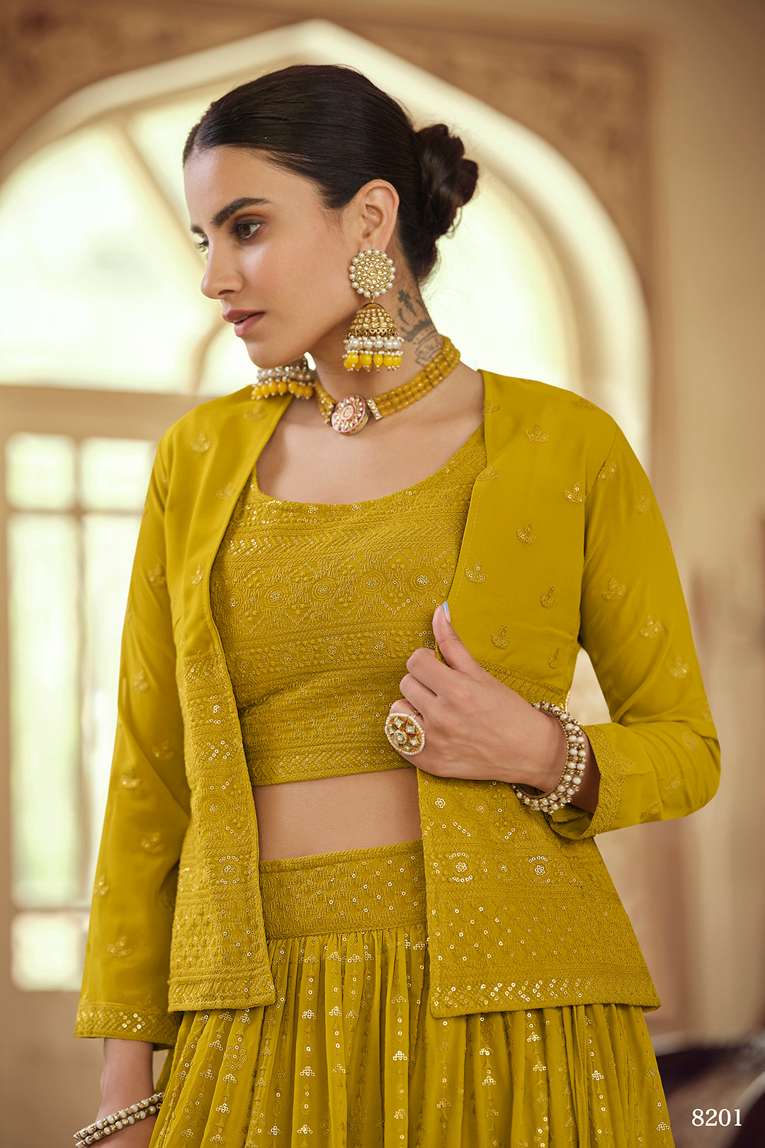 Trending Yellow Crop Top Lehenga Choli - Joshindia