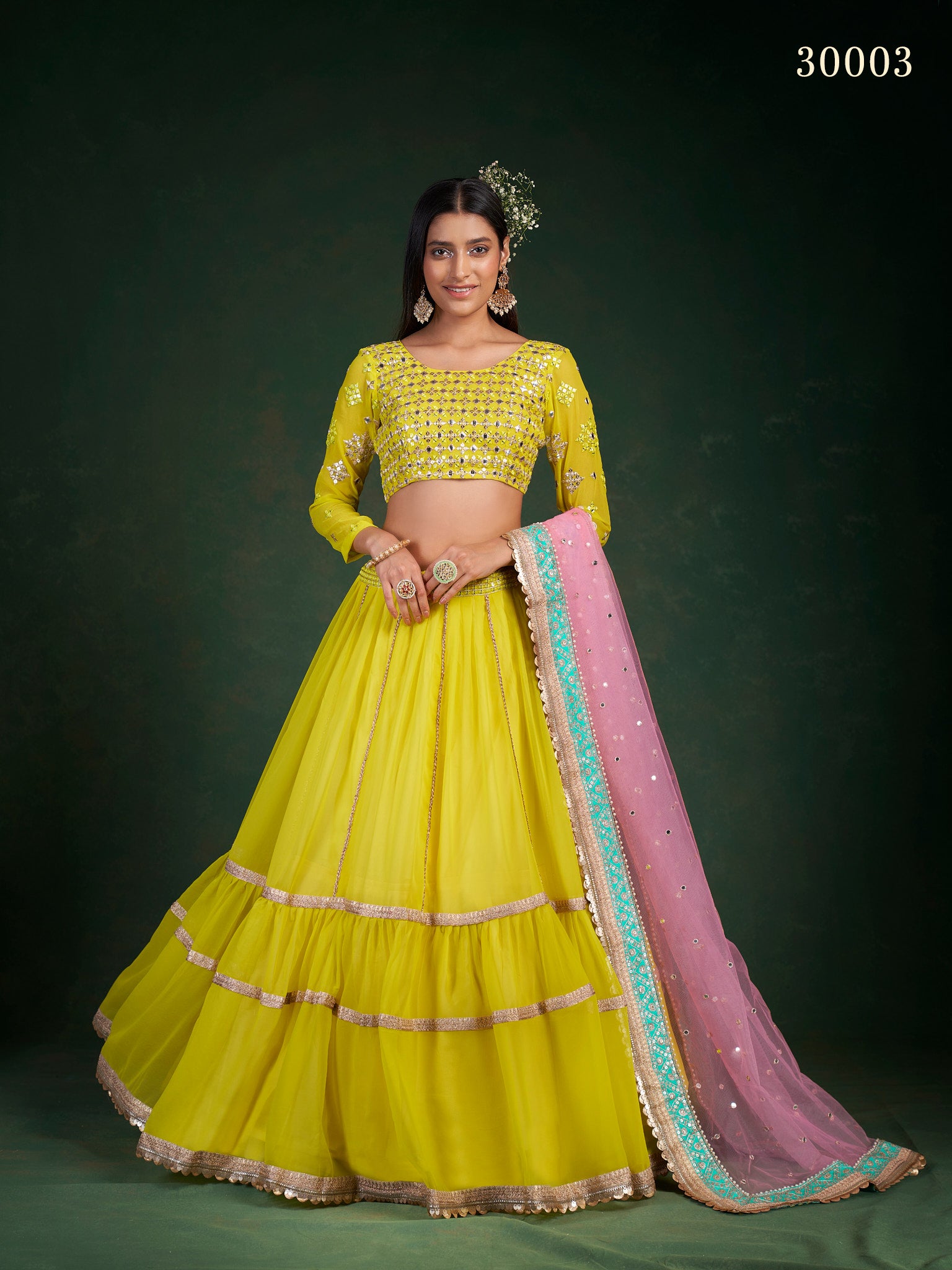 Buy Marwadi Women's Banarasi Silk Brocade Chanderi Carry Pattern Lehenga  Skirt(Ramagreen,28) at Amazon.in