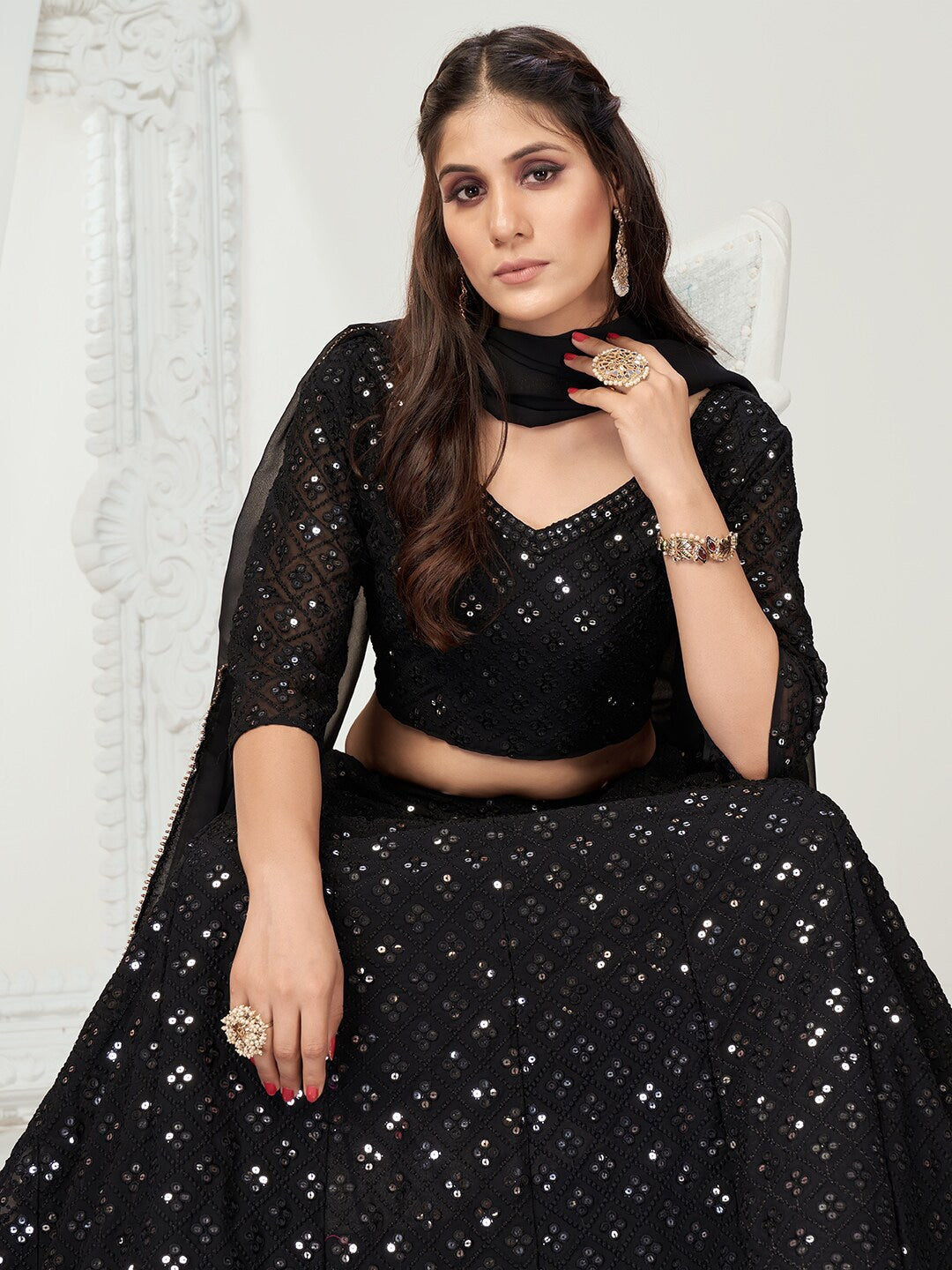 Lovely Black and Gray Party Wear Lehenga | Party wear lehenga, Stylish  lehenga, Designer lehenga choli