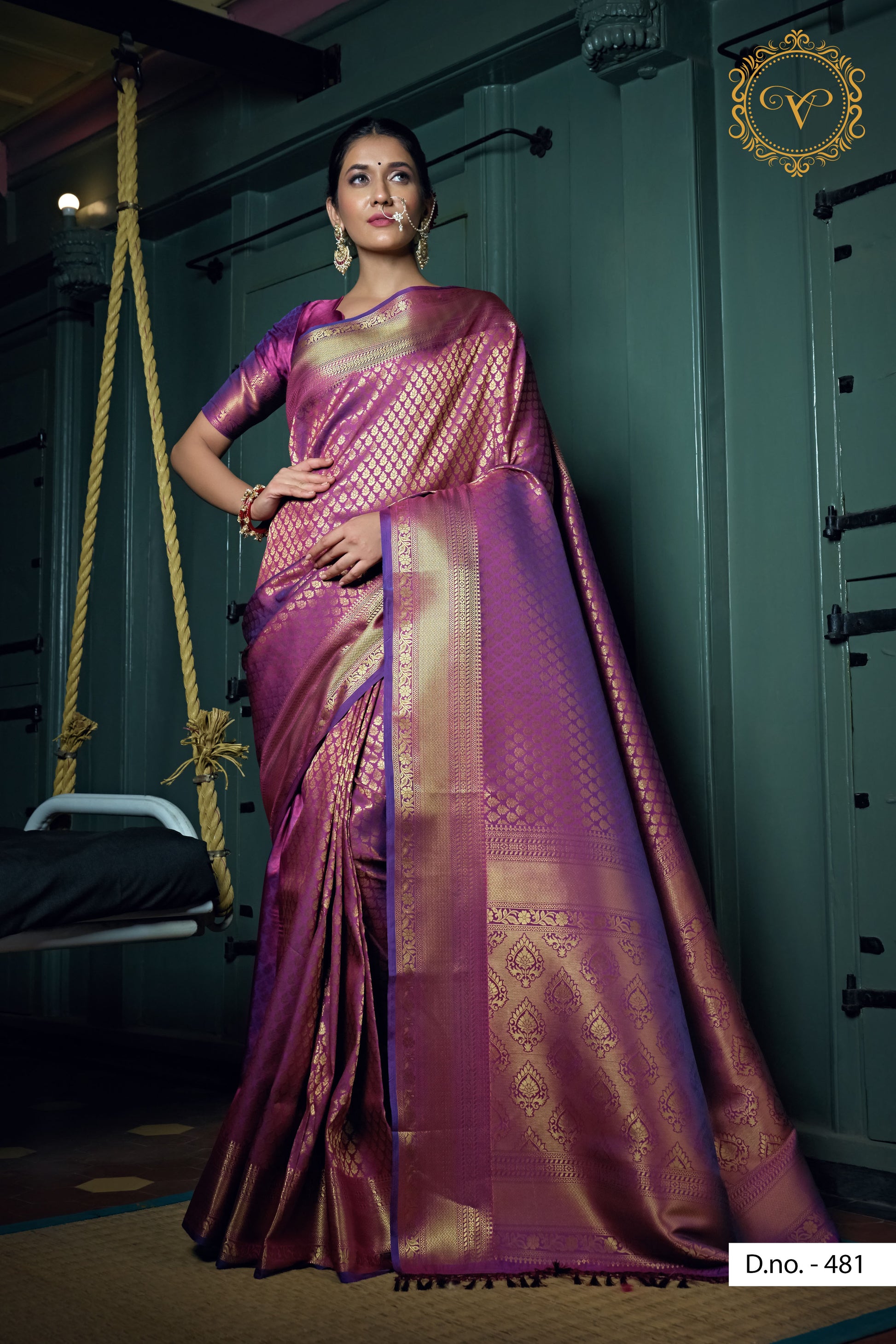 Classic purple color pure kanjiveram silk saree buy now - Joshindia