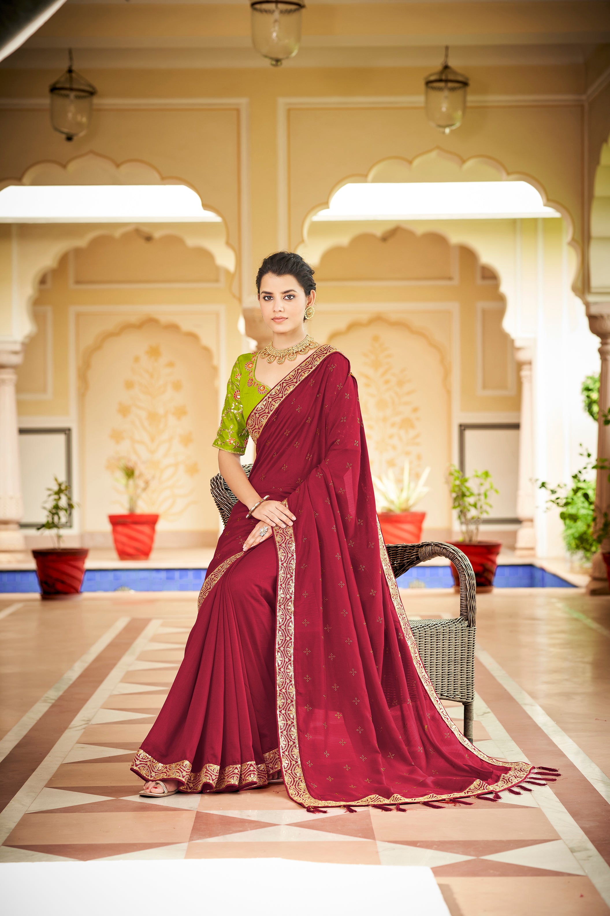 Fashionable Dark Red Color Soft Silk Sarees B2072 – TheDesignerSaree