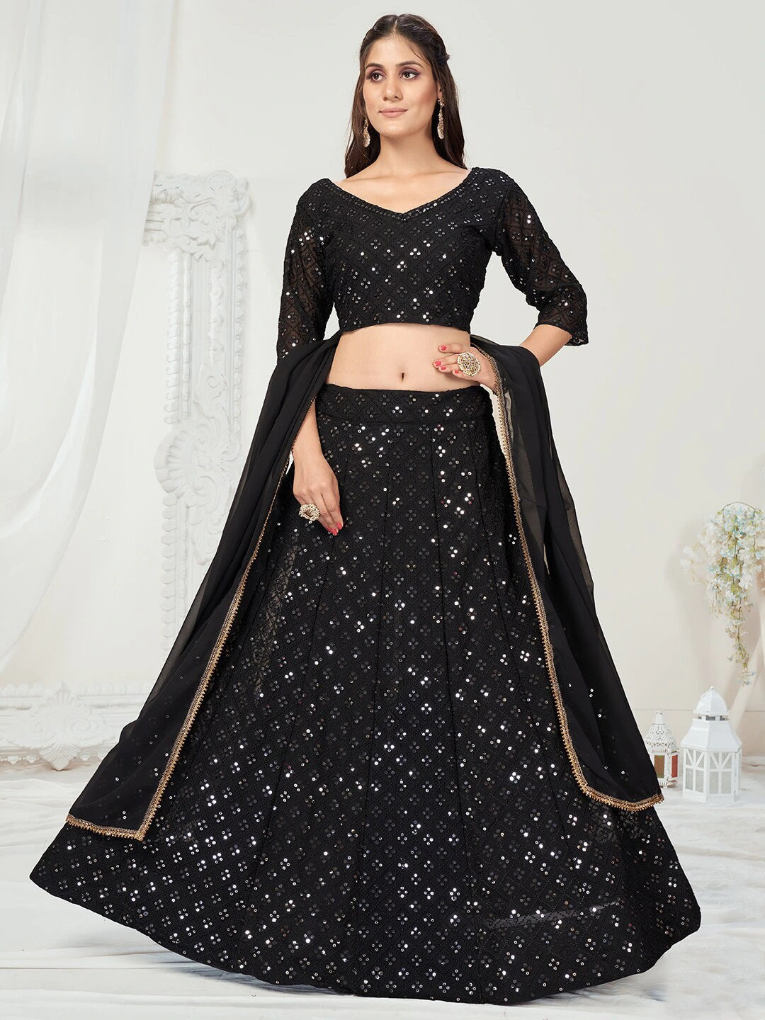 Women's Blue Silk Blend Lehenga Sets stitched Collection at Soch India