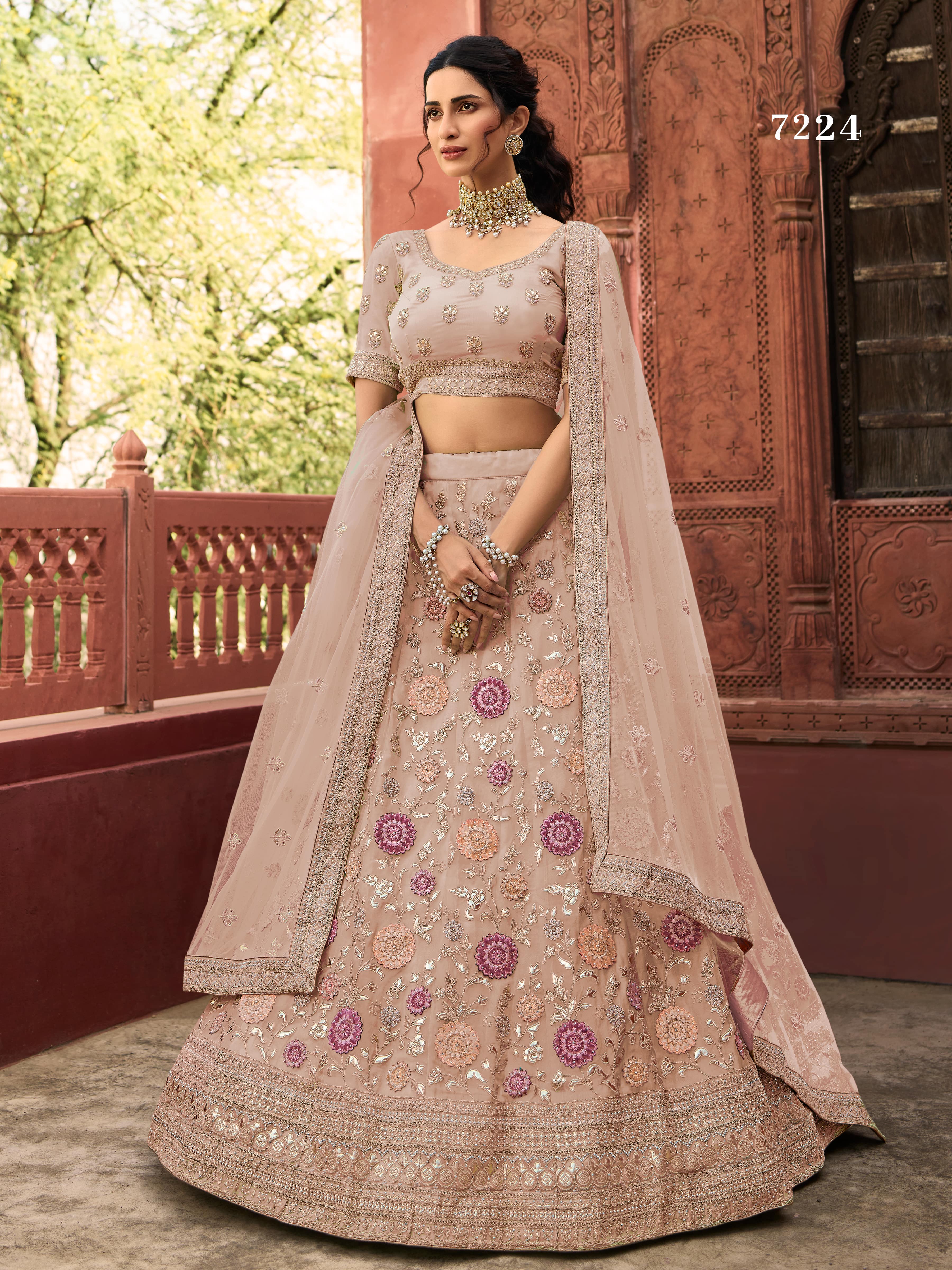 Buy Utsav Fashion Printed Bhagalpuri Silk Circular Lehenga in Beige at  Amazon.in