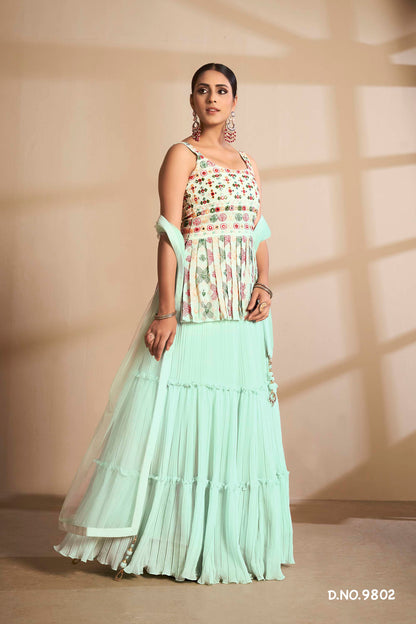 Latest Sea Green Color Designer Lehenga Choli For Wedding Look - Joshindia