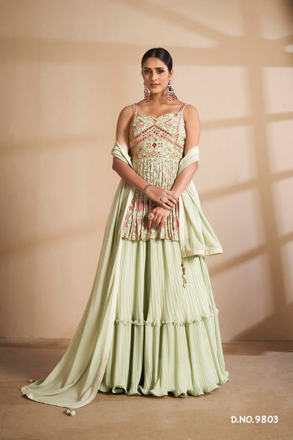 New Latest Pista Color Designer Lehenga Choli For Wedding Look - Joshindia