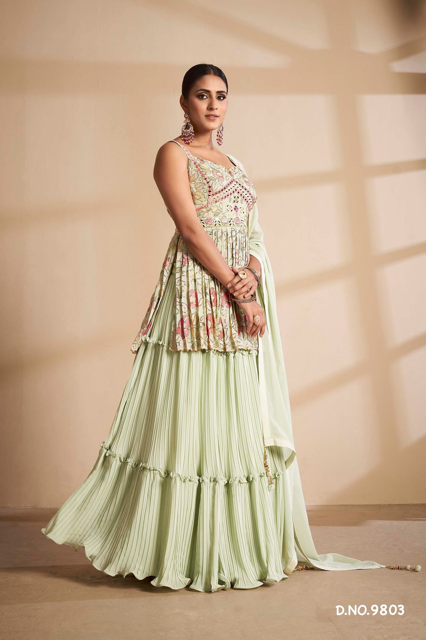 New Latest Pista Color Designer Lehenga Choli For Wedding Look - Joshindia