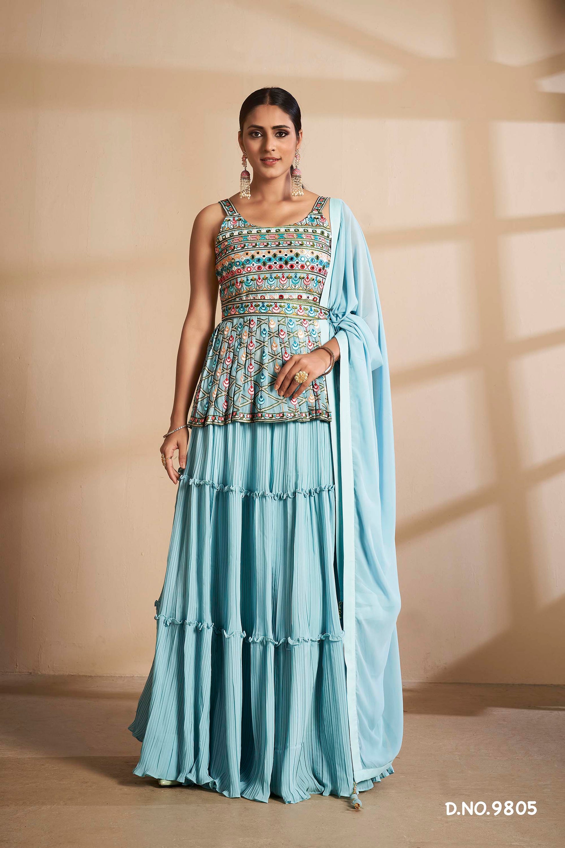 turquoise color beautiful designer lehenga choli buy now - Joshindia