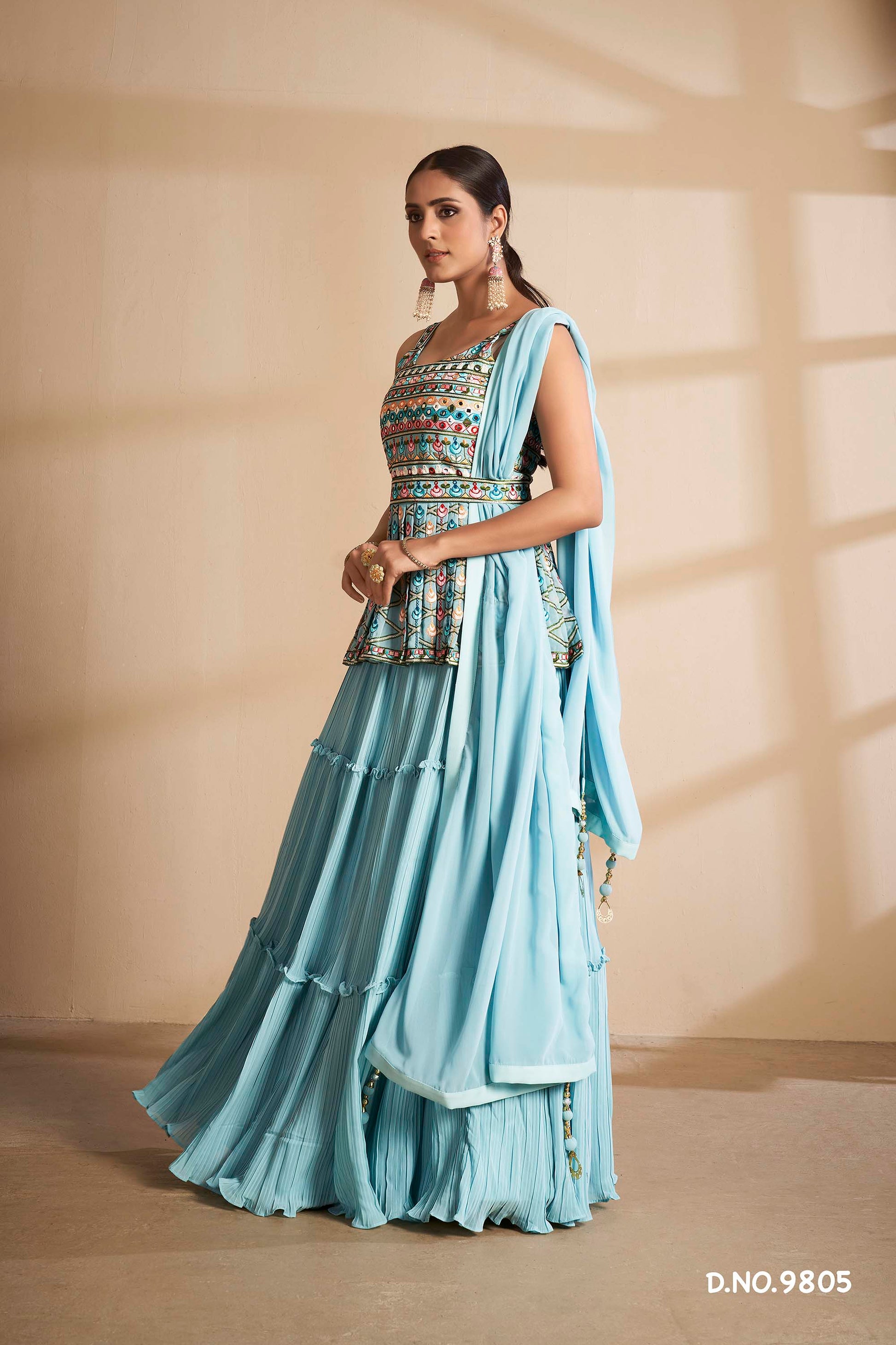 turquoise color beautiful designer lehenga choli buy now - Joshindia