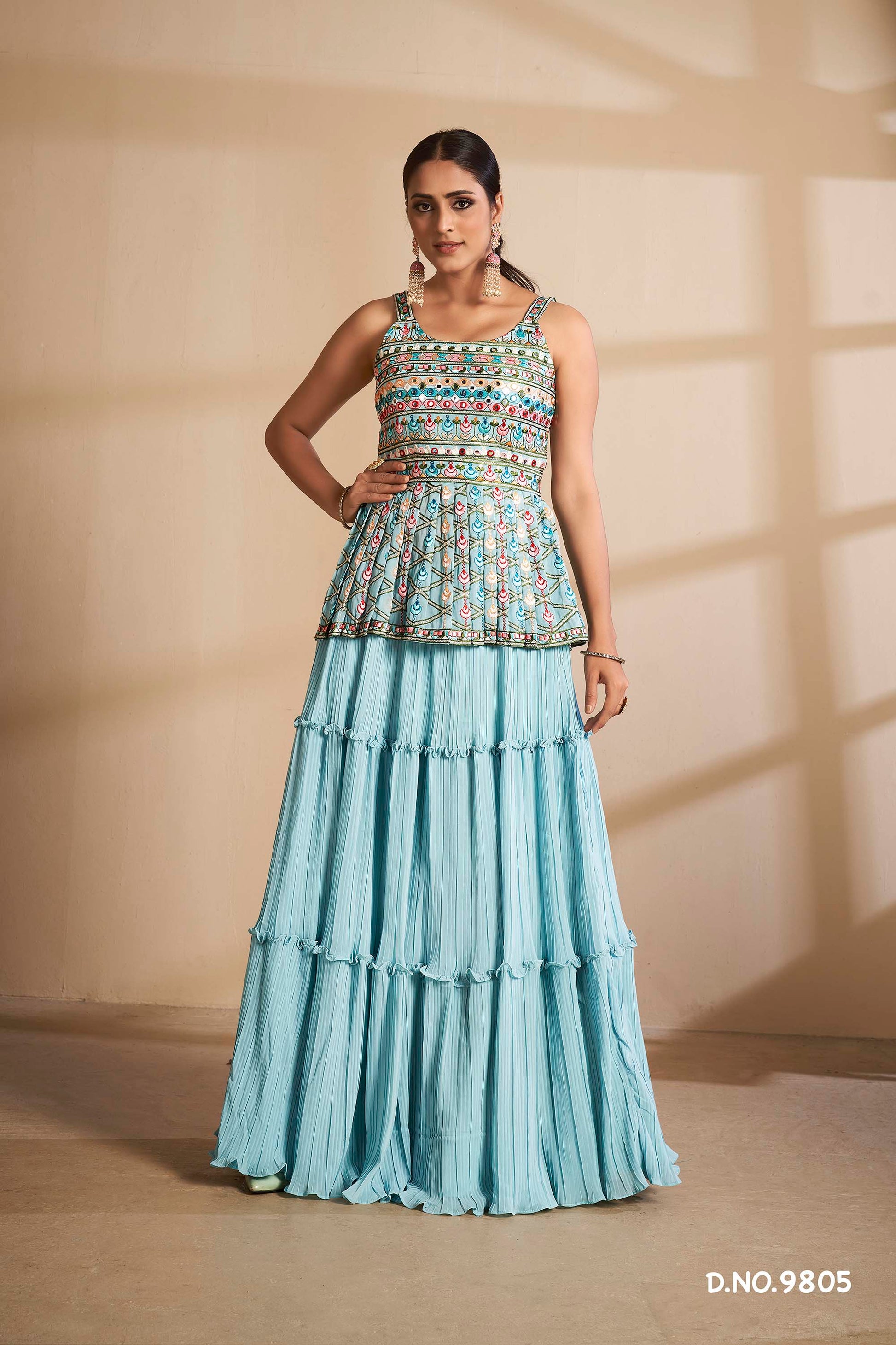 turquoise color beautiful designer lehenga choli buy now - Joshindia