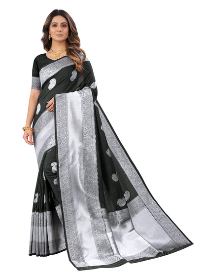 Black color banarasi silk saree - Joshindia