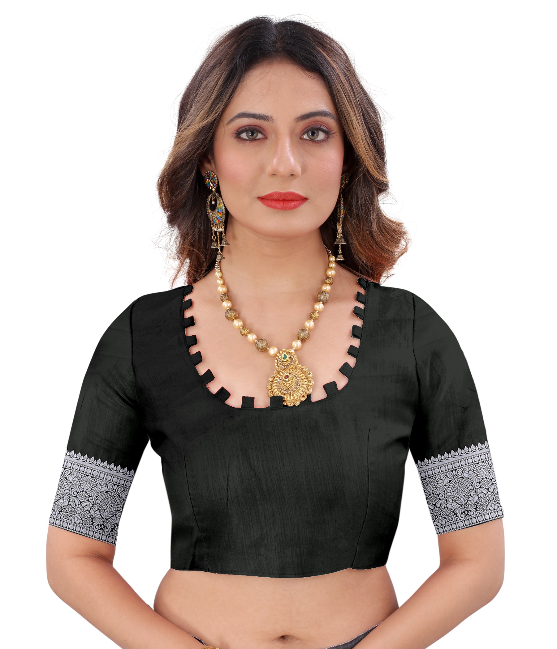 Black color banarasi silk saree - Joshindia