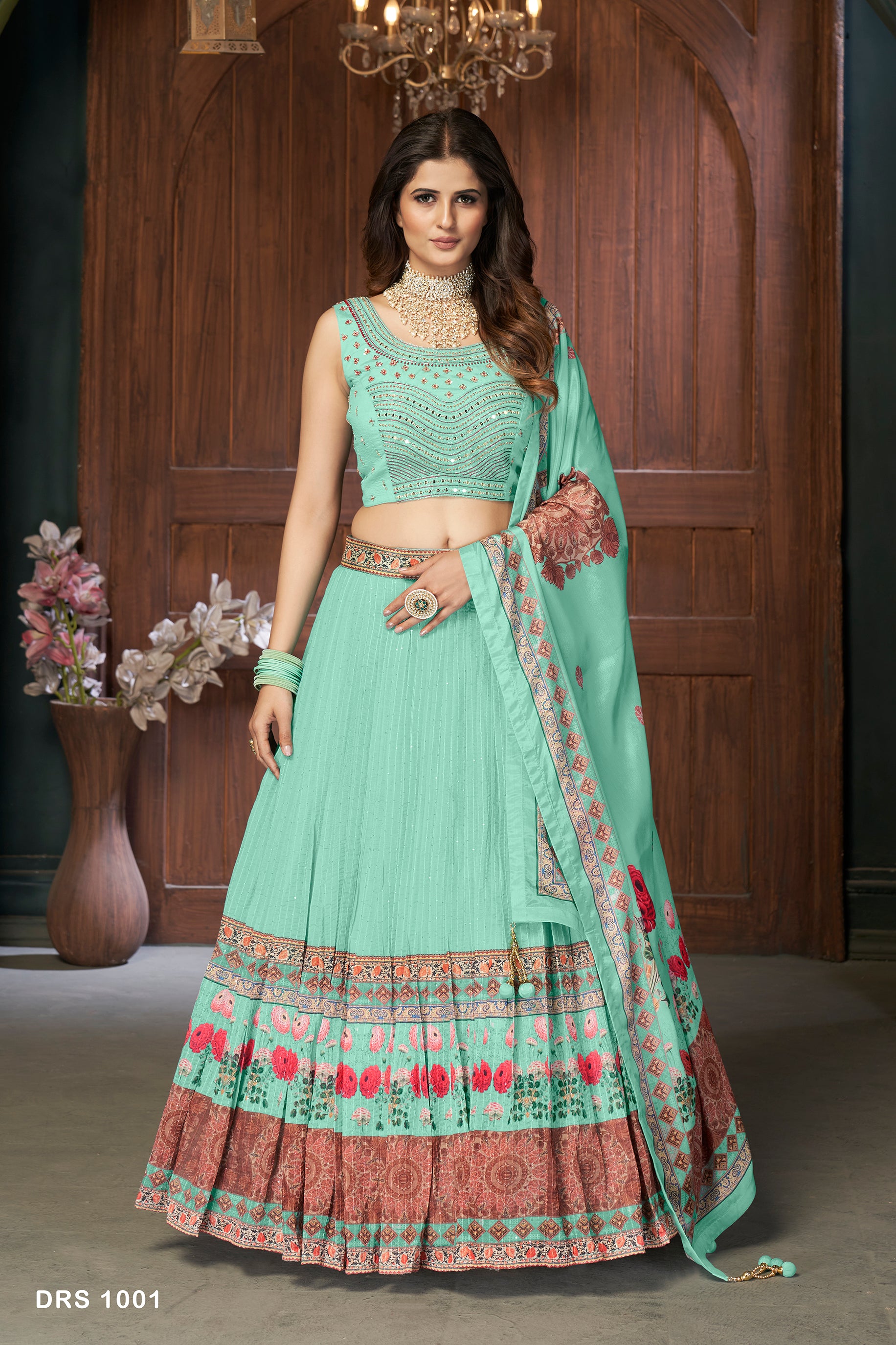 Lehenga Choli in Blue Color with Silk and Embroidery Work