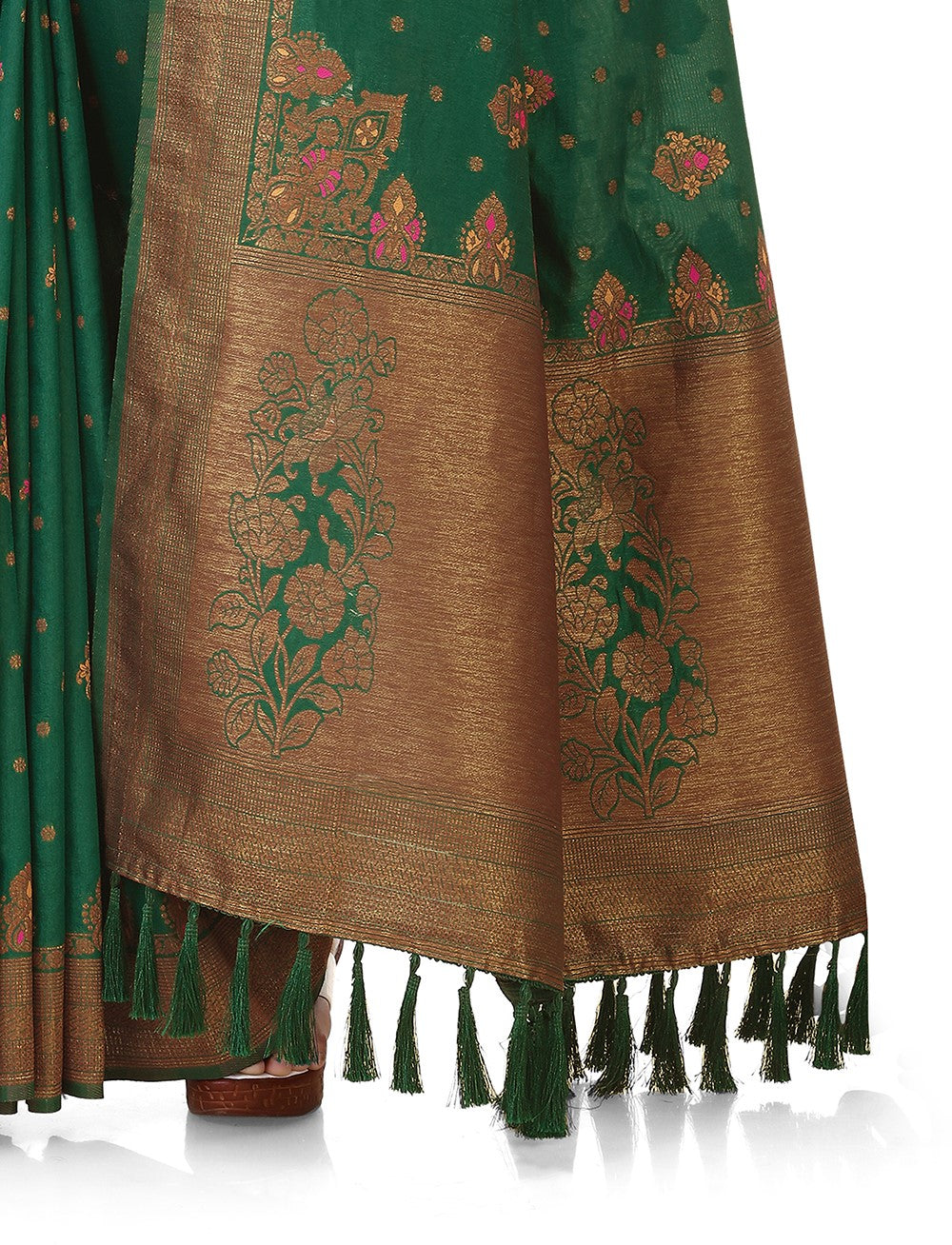 Dark green color designer Silk saree for wedding and reception - Joshindia