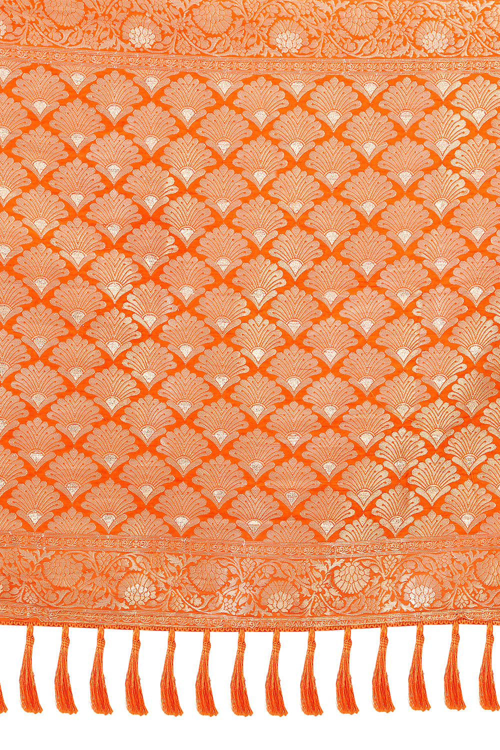 Orange color pure silk banarasi saree - Joshindia