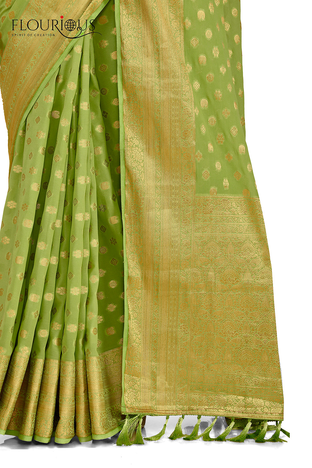 Latest Green Color Georgette Pearl Lace Saree - Joshindia