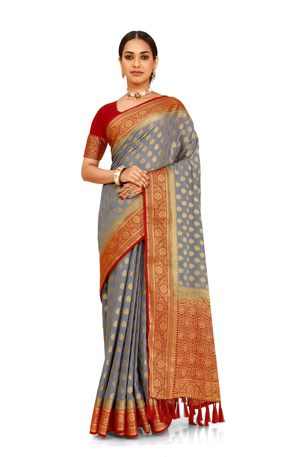 Buy Greay Color silk saree online - Joshindia