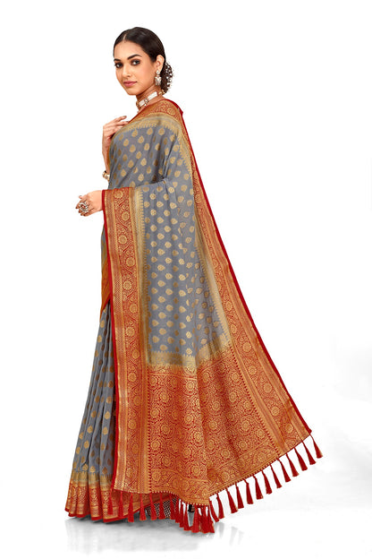 Buy Greay Color silk saree online - Joshindia