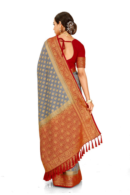 Buy Greay Color silk saree online - Joshindia