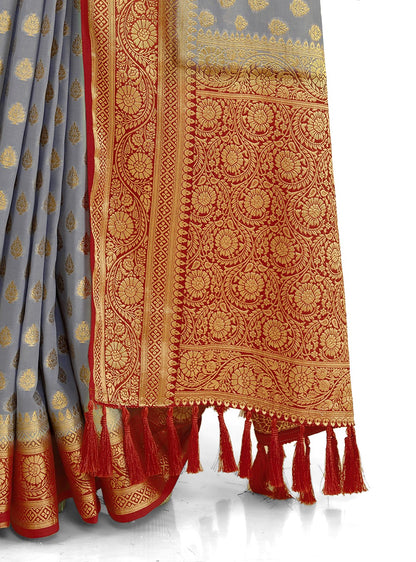 Buy Greay Color silk saree online - Joshindia