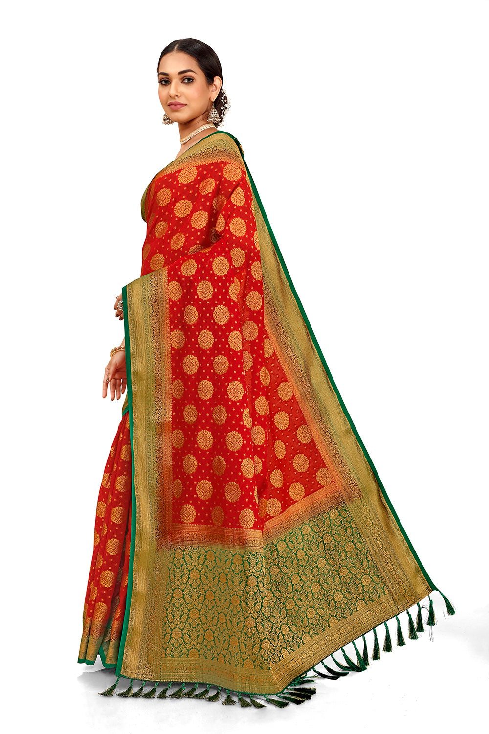 buy red color designer silk saree Buy online - Joshindia