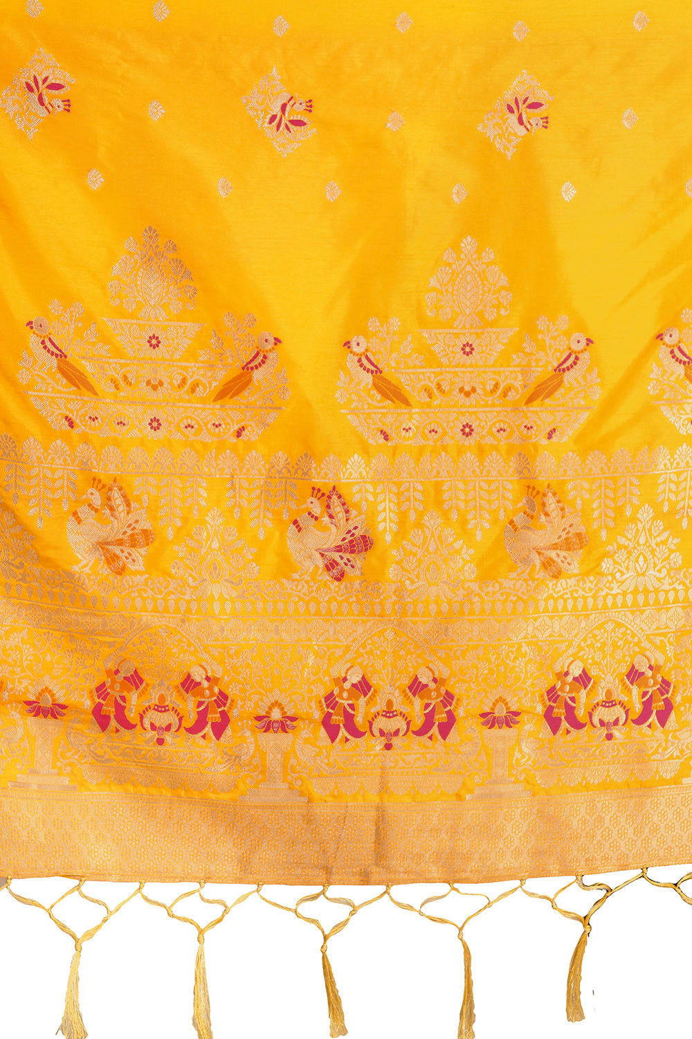 Yellow color kanjiveram silk saree Buy Now - Joshindia