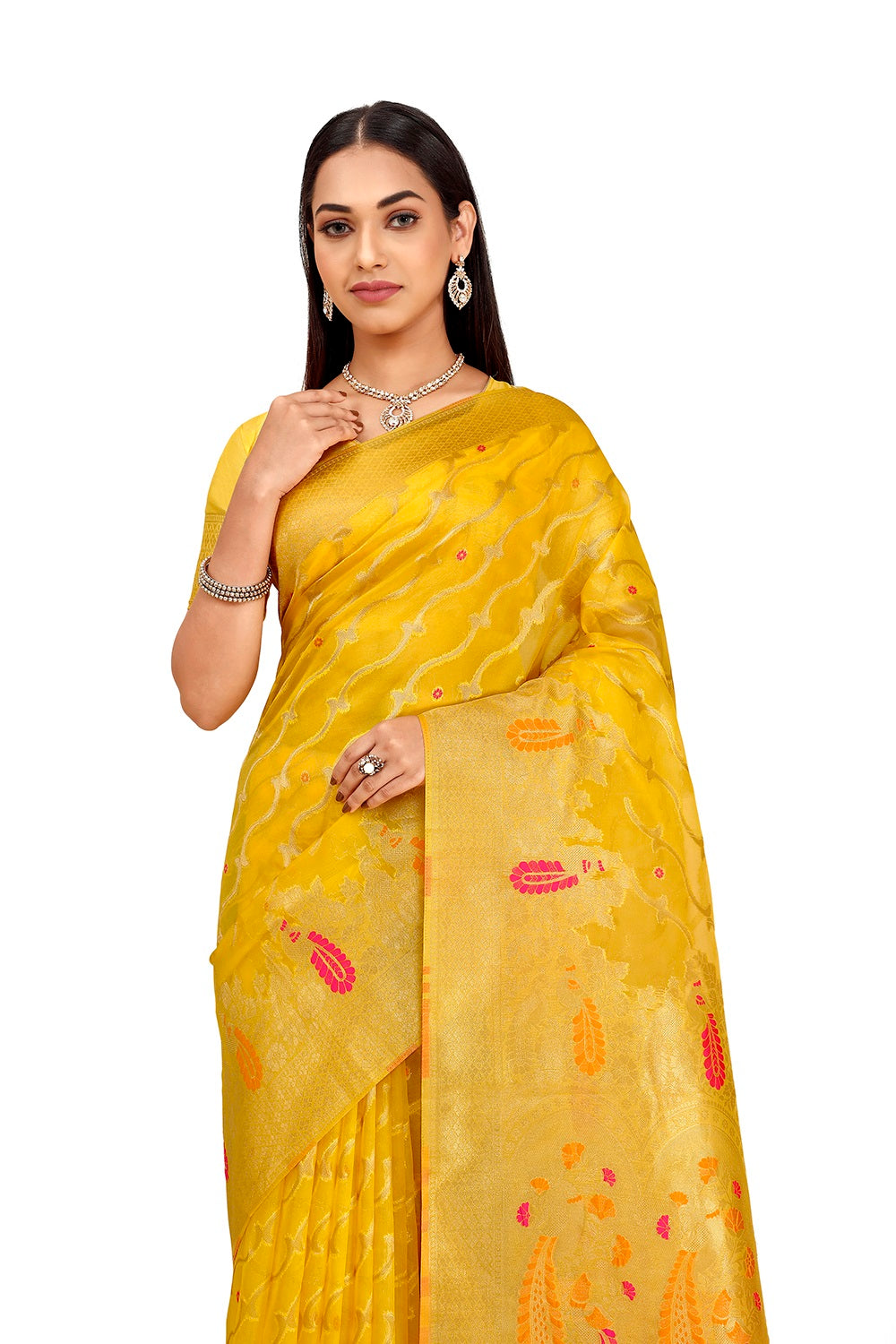 30 Blouse Designs For Yellow Silk Saree - Candy Crow | Bridal sarees south  indian, Wedding saree collection, Wedding blouse designs