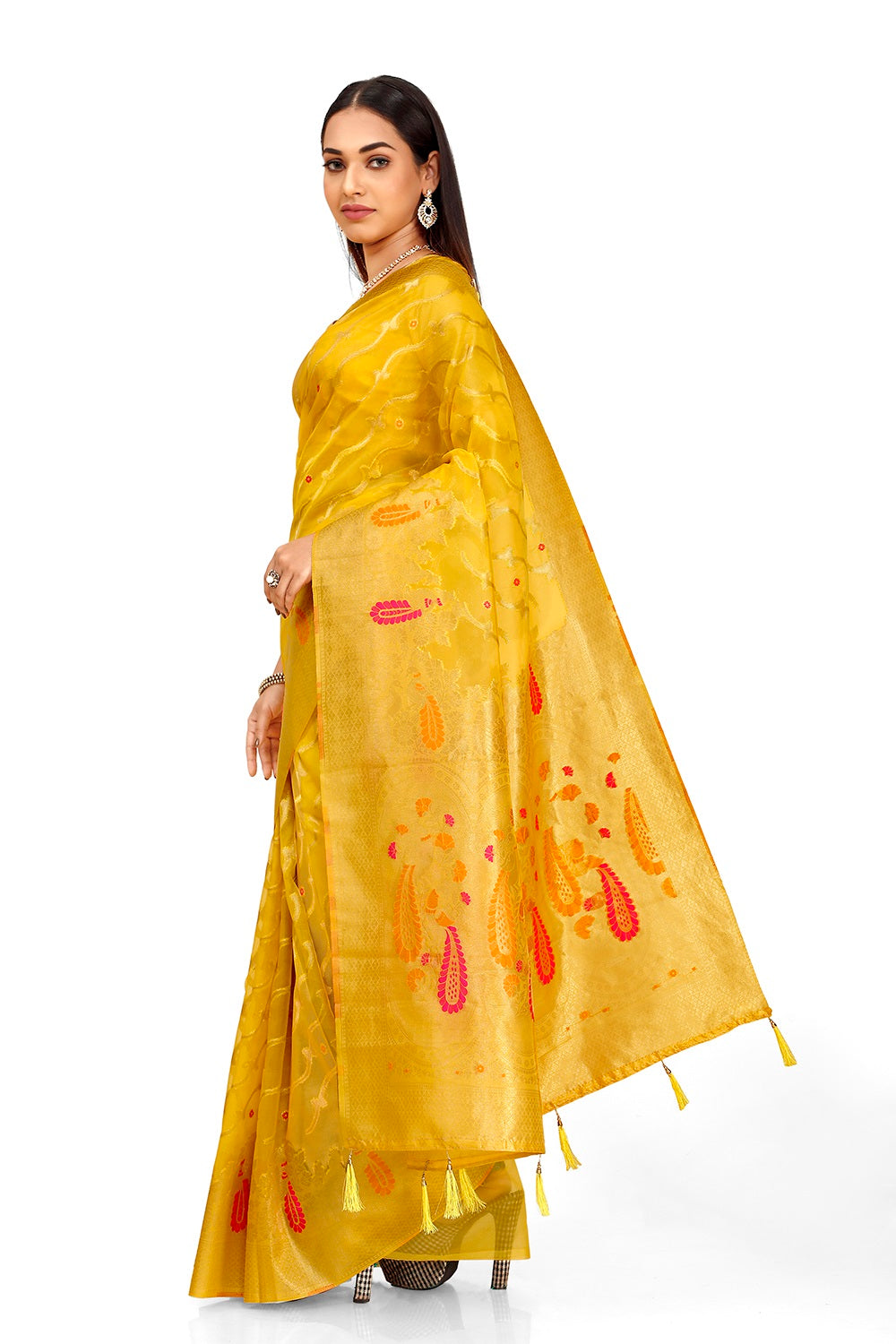 Beautiful Yellow Silk Saree For Wedding Buy Now - Joshindia