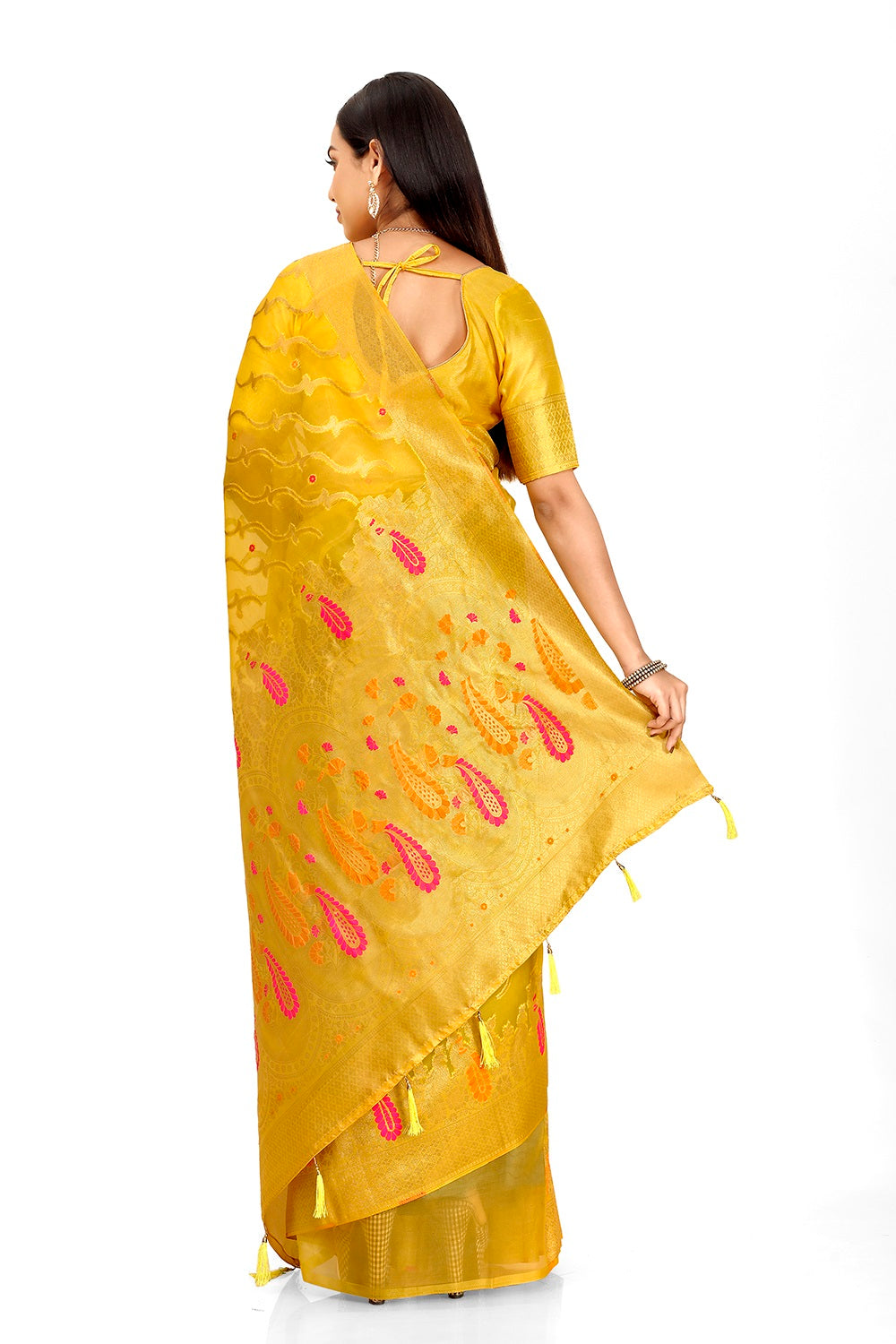 Beautiful Yellow Silk Saree For Wedding Buy Now - Joshindia