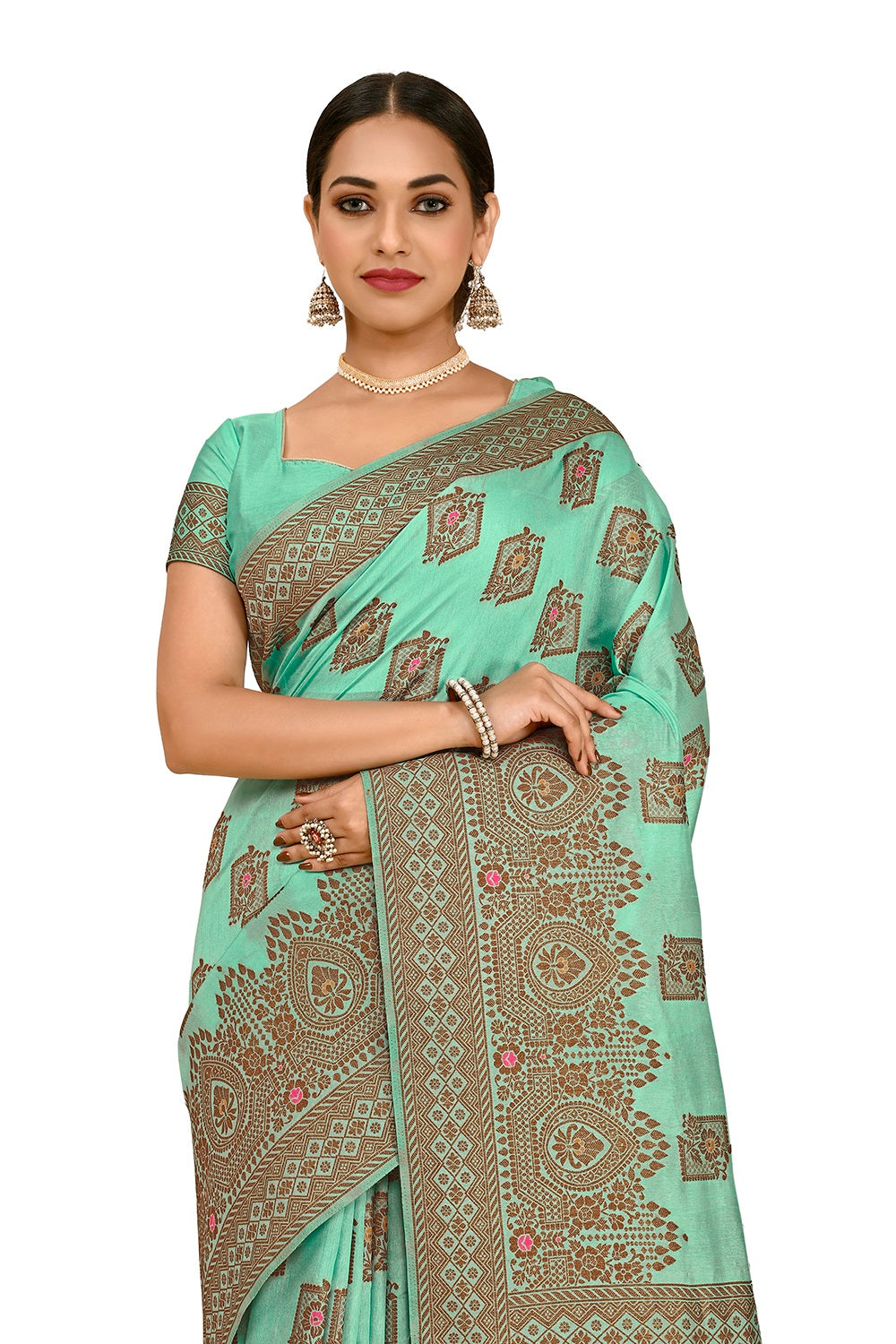 Teal blue Kanjivaram Silk Saree Buy Online - Joshindia