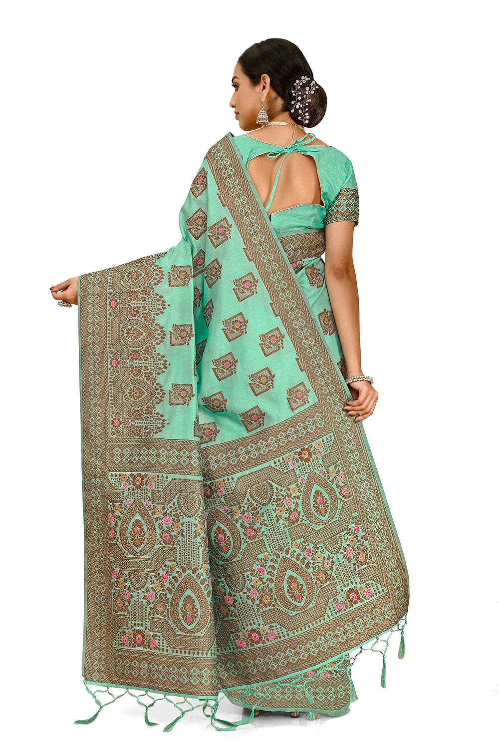 Teal blue Kanjivaram Silk Saree Buy Online - Joshindia