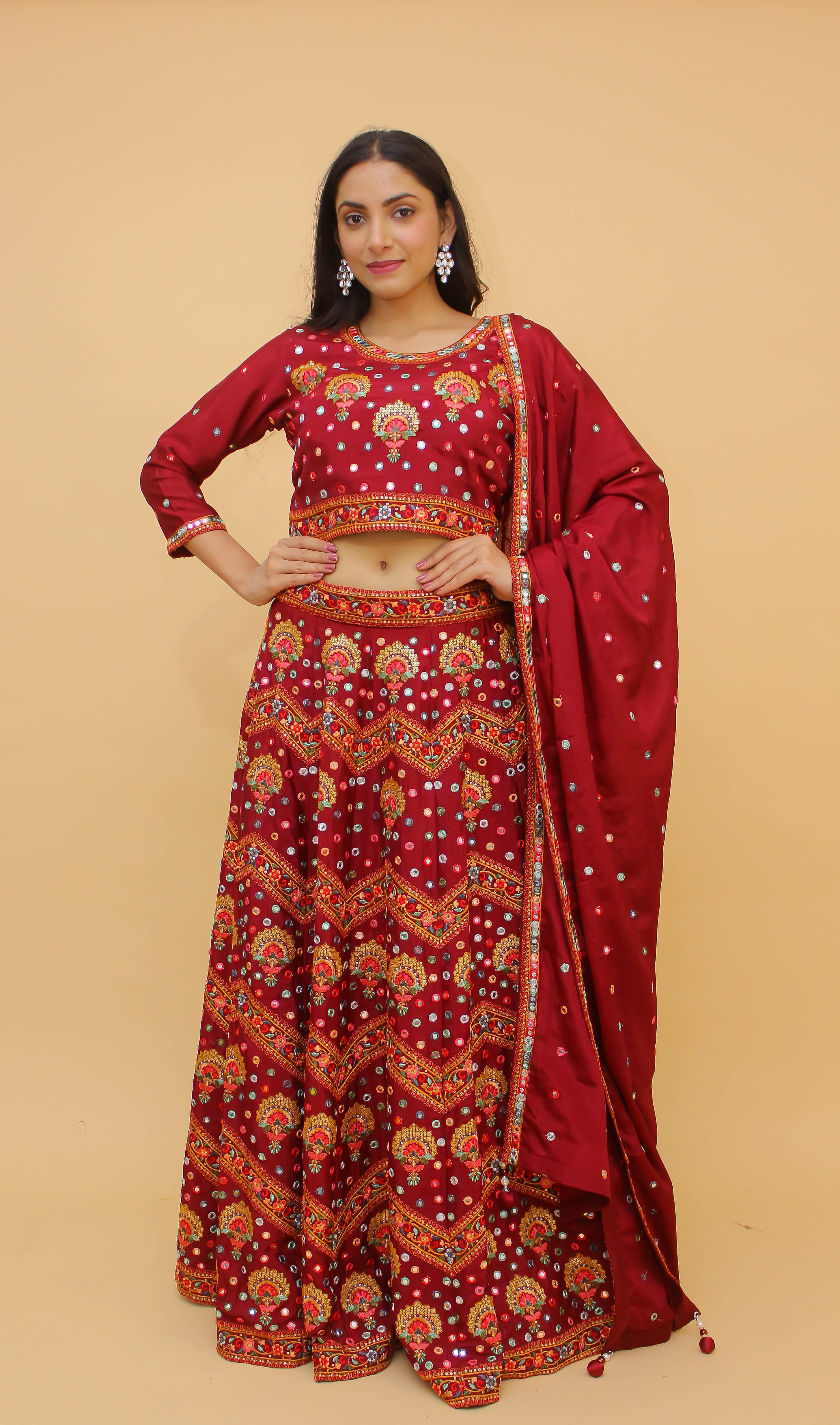 Dusty Grey Georgette Lehenga Choli with Shrug