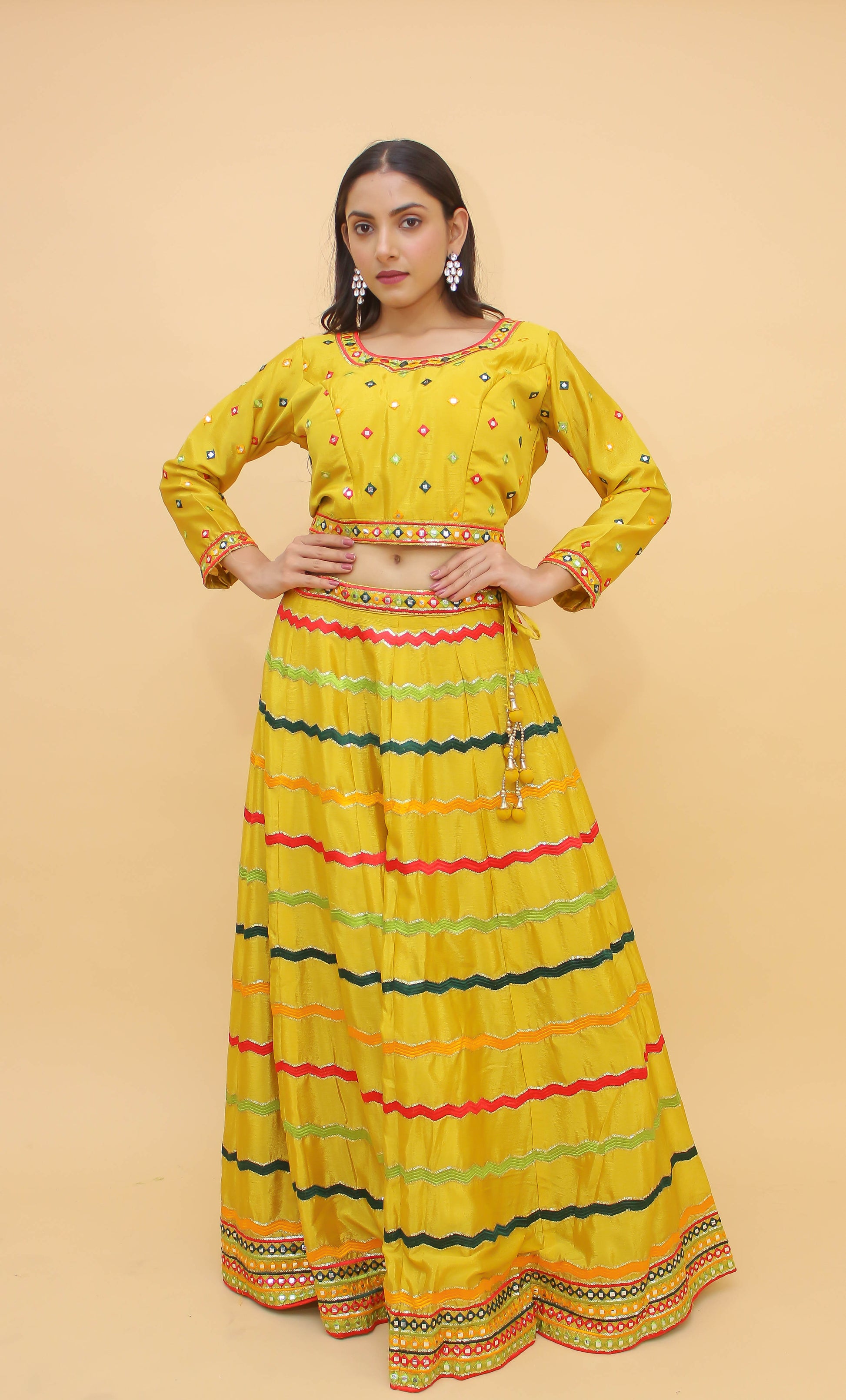 Masturd Color Chinon Lehenga Choli With Chinon Dupatta - Joshindia