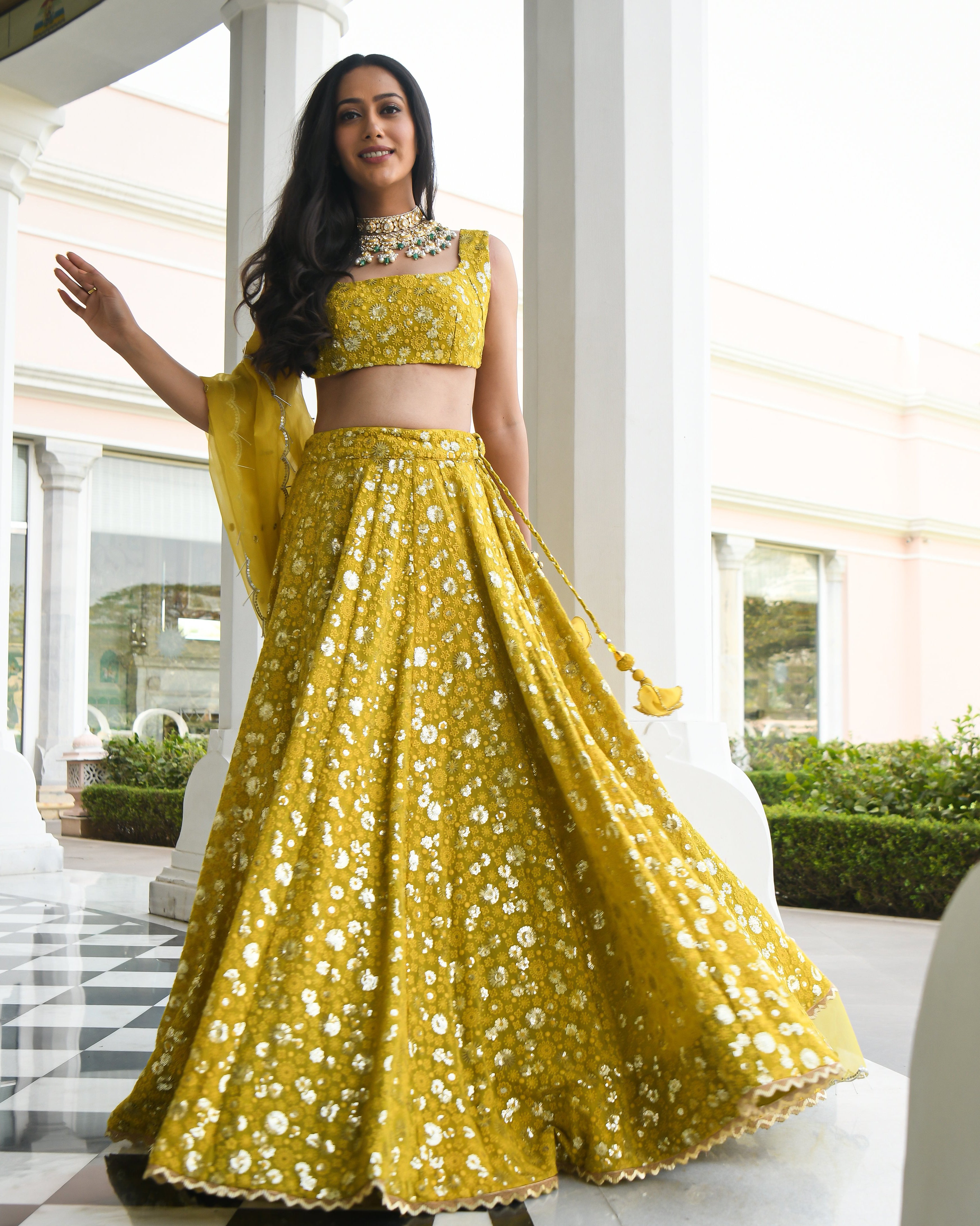 Black and Yellow Embroidered Georgette Lehenga | Black lehenga, Designer lehenga  choli, Lehenga choli online