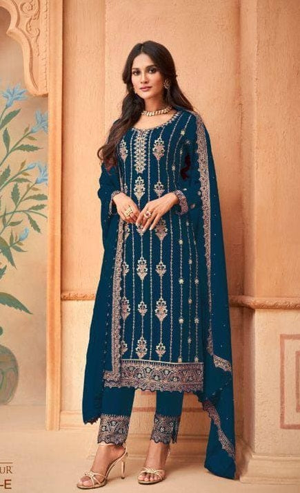 Trending Turquoise Blue colour  pakistani suit at affordable price - Joshindia