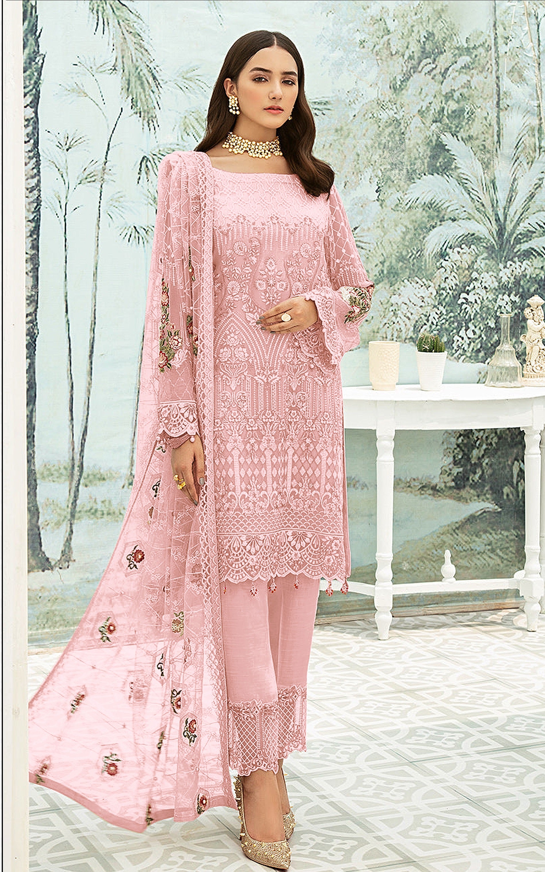 Pink Heavy Fox Georgette With Sequence Salwar Suit - Joshindia